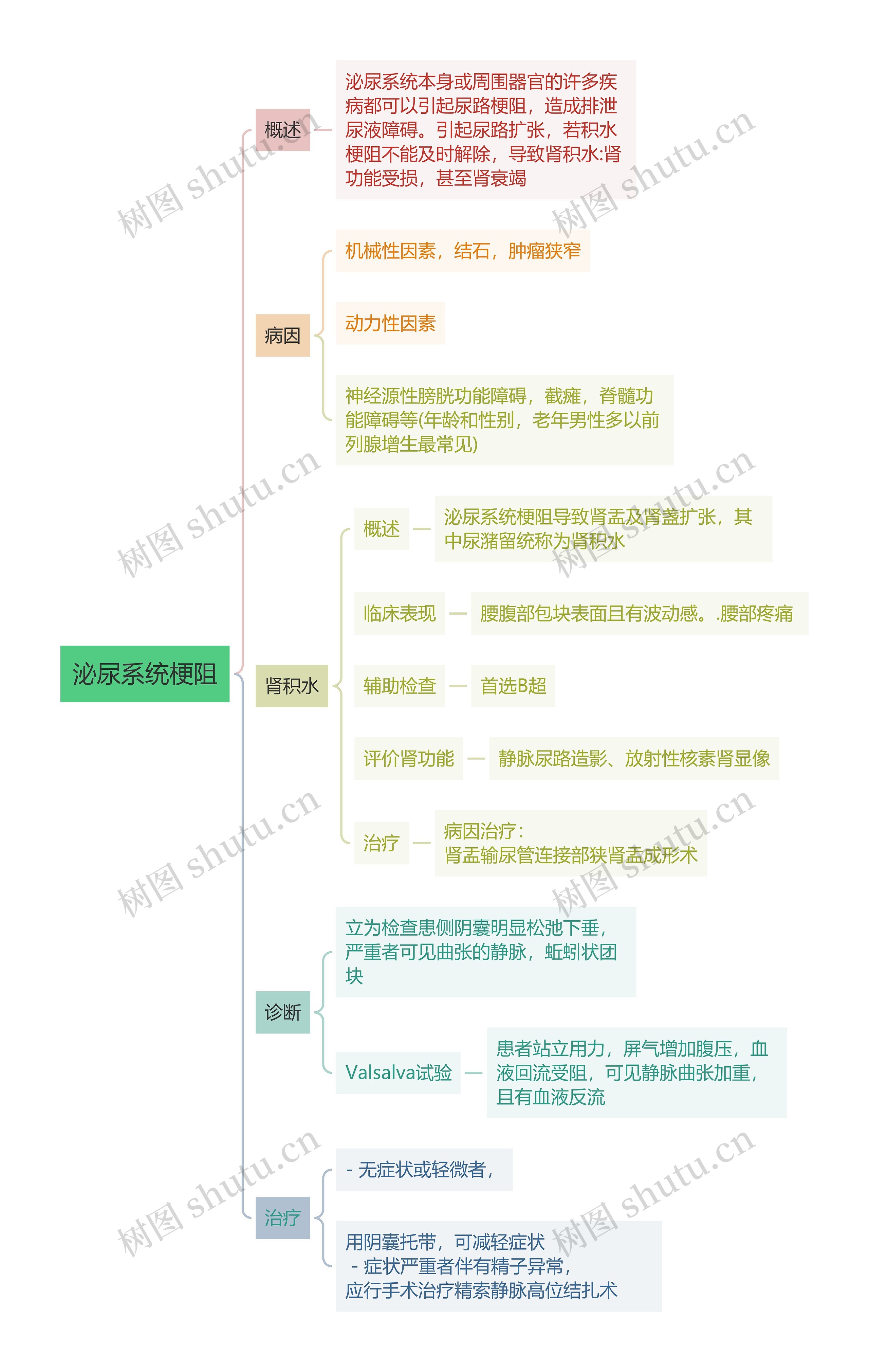 内科学泌尿系统梗阻思维导图