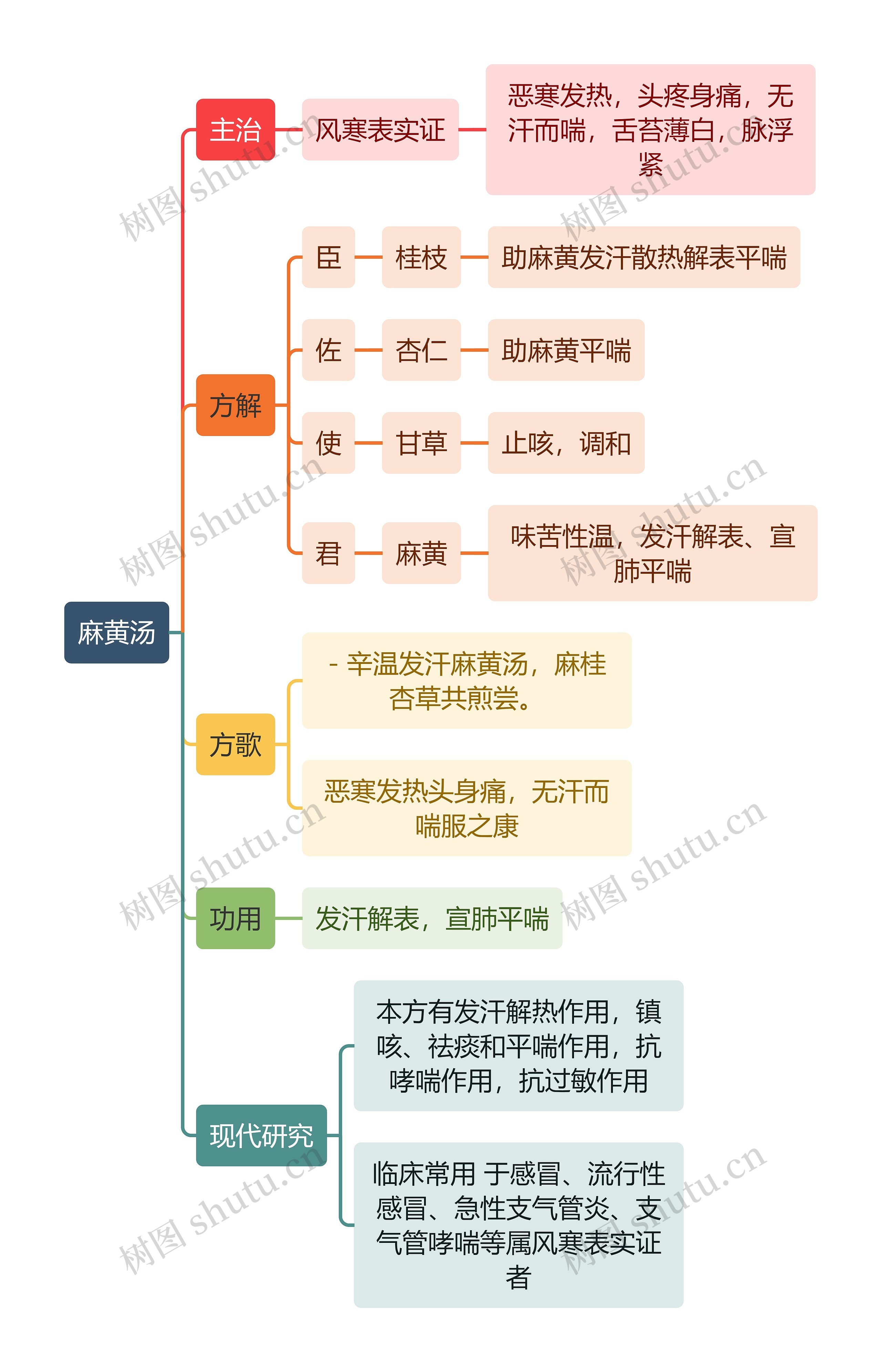 中医知识麻黄汤思维导图