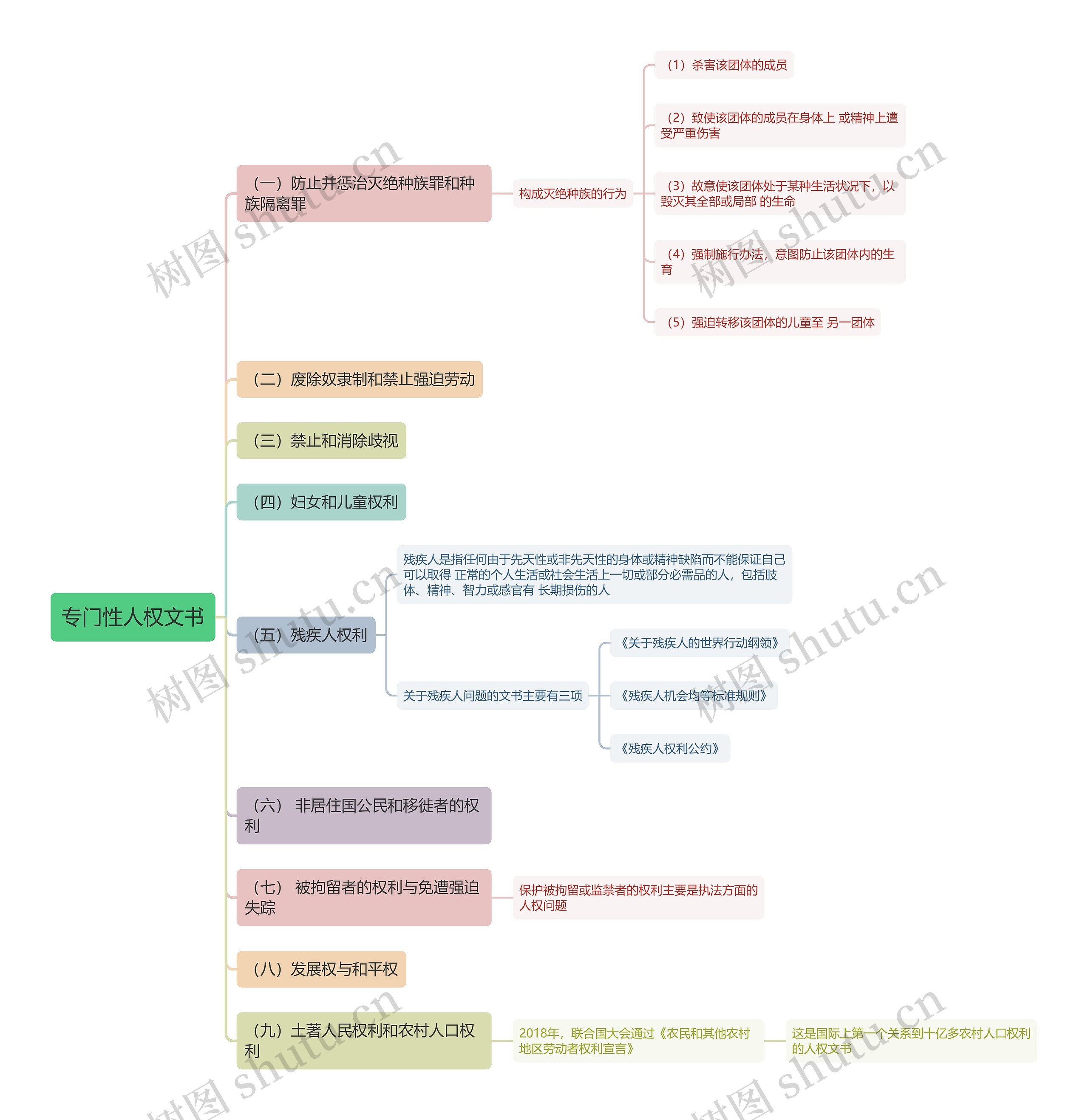 国际法知识专门性人权文书的思维导图