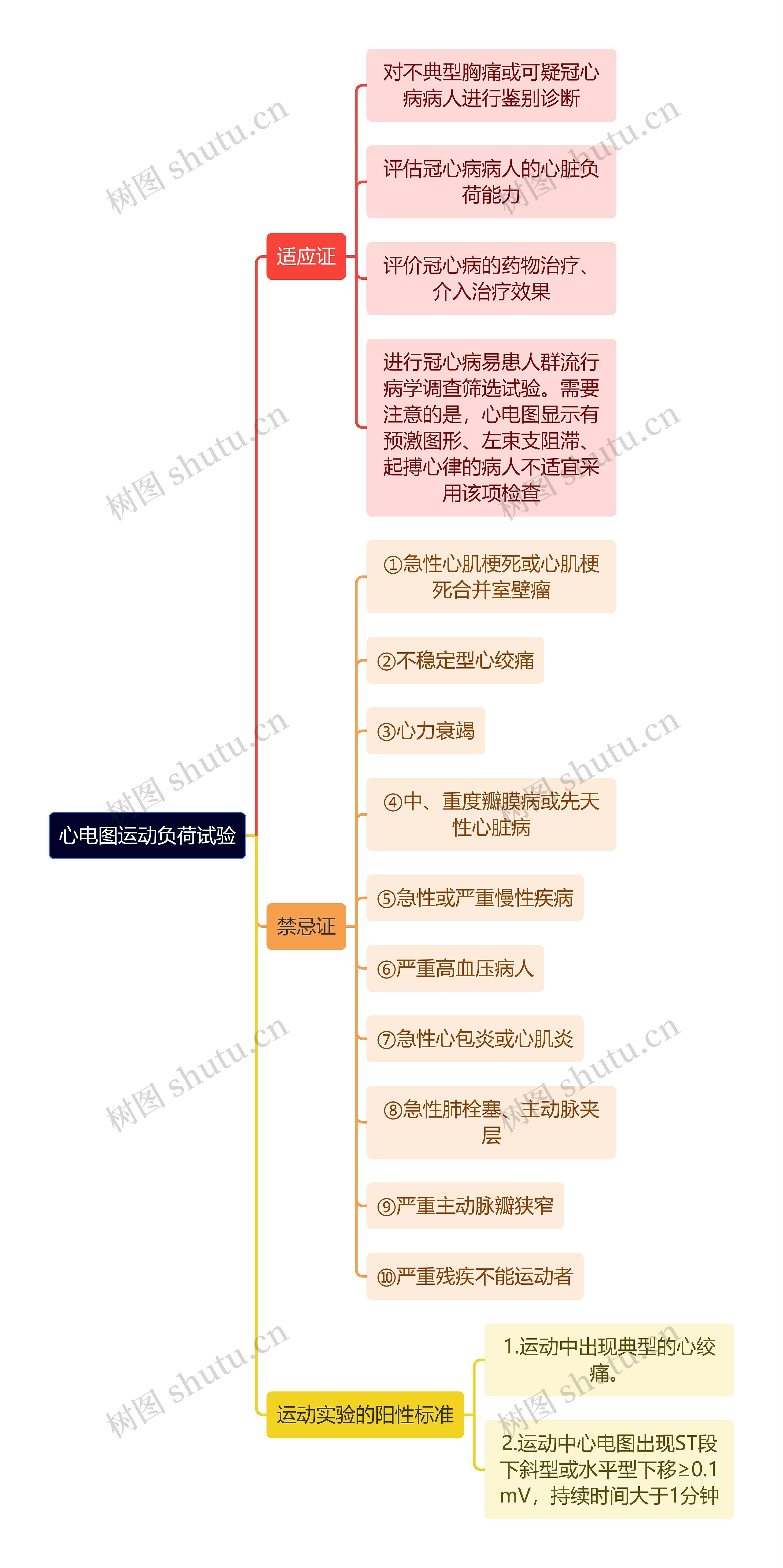 医学知识心电图运动负荷试验思维导图
