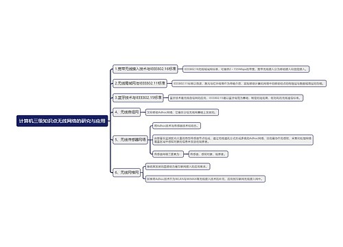 计算机三级知识点无线网络的研究与应用思维导图