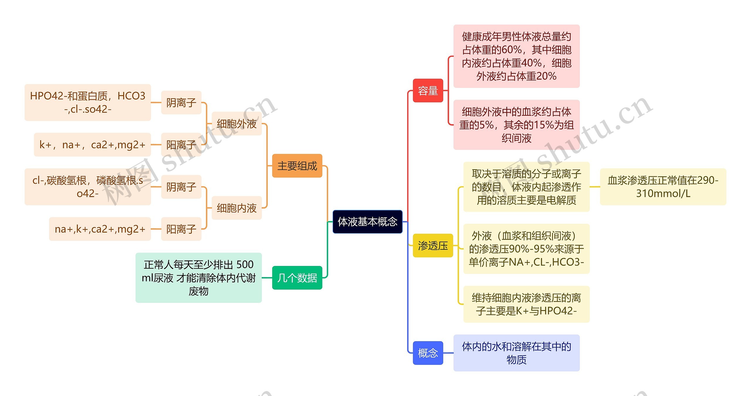 医学知识体液基本概念思维导图