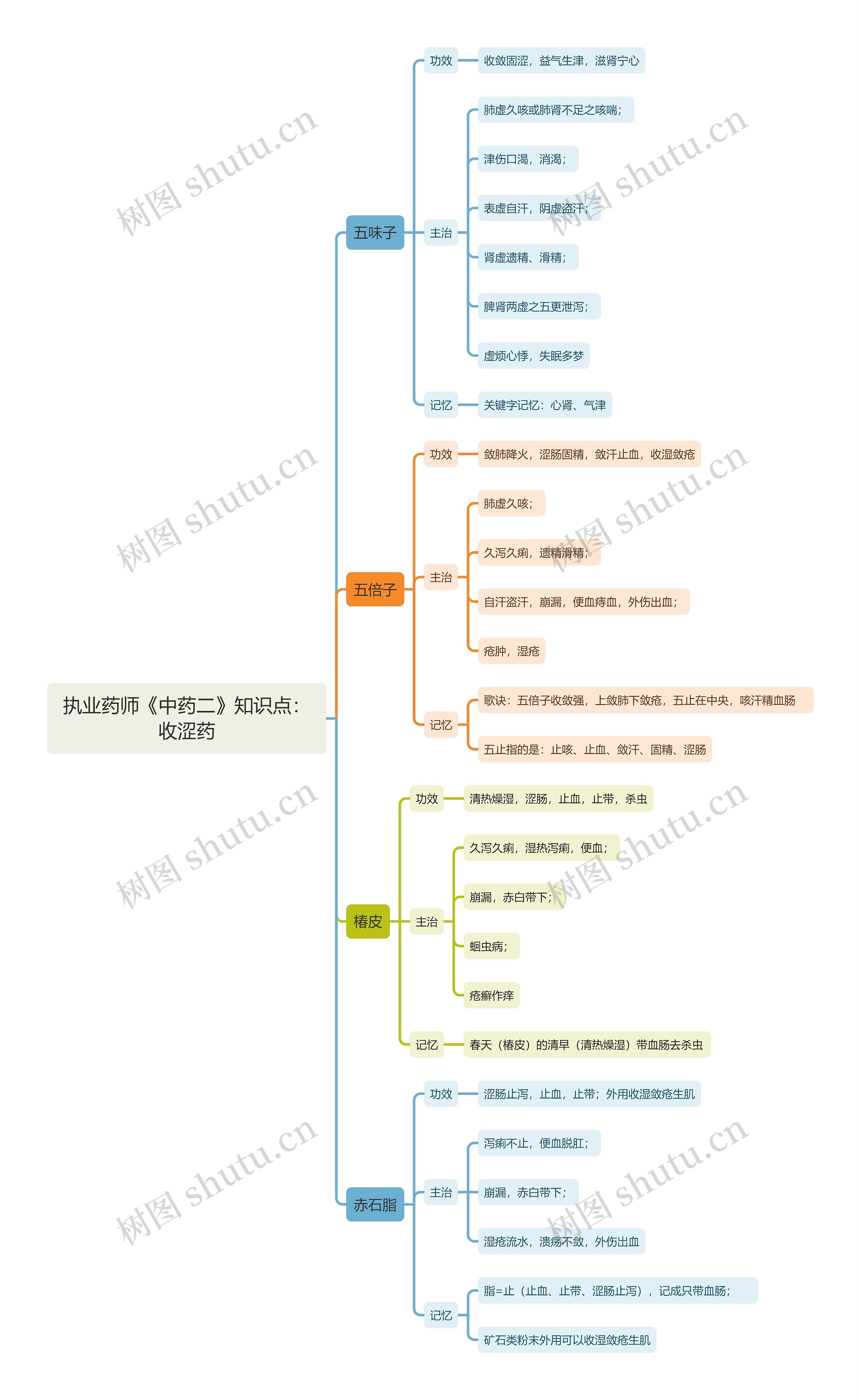 执业药师《中药二》知识点：收涩药思维导图