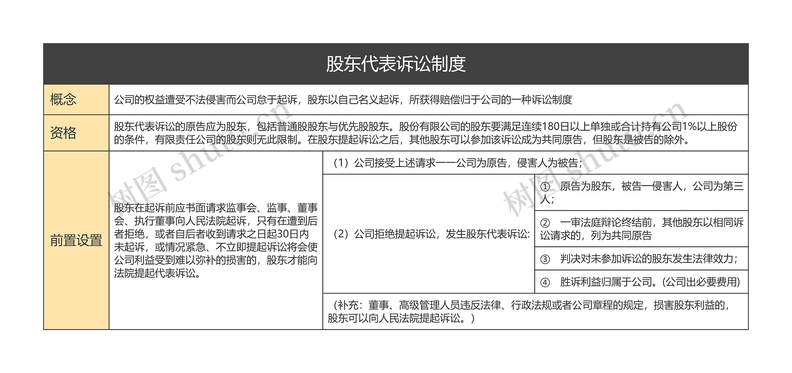 股东代表诉讼制度的思维导图