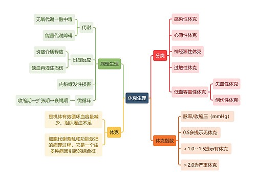 医学知识休克生理思维导图