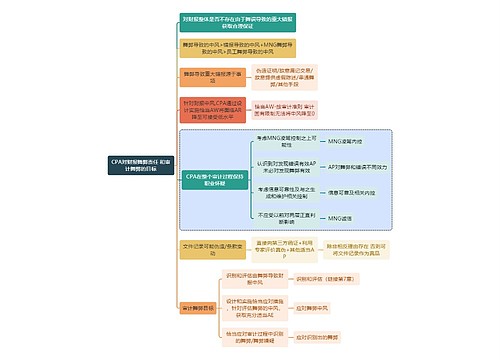 财务审计CPA对财报舞弊责任 和审计舞弊的目标思维导图