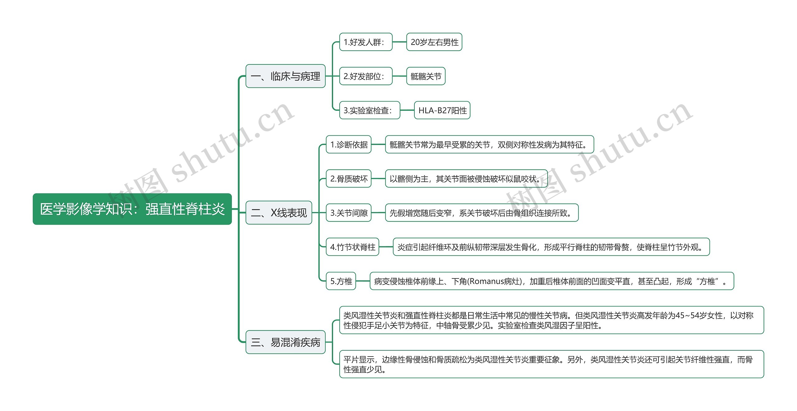 医学影像学知识：强直性脊柱炎思维导图