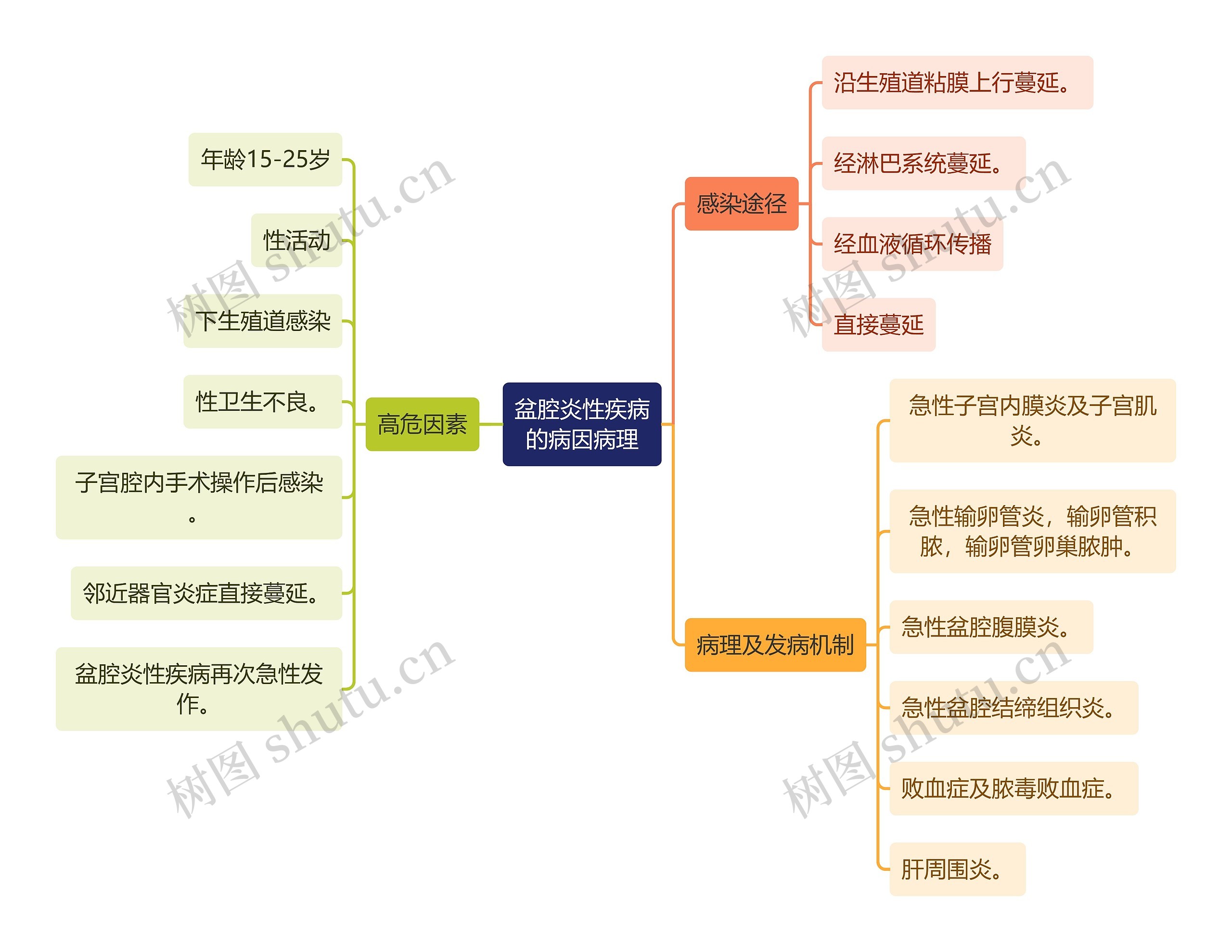 医学知识盆腔炎性疾病的病因病理思维导图