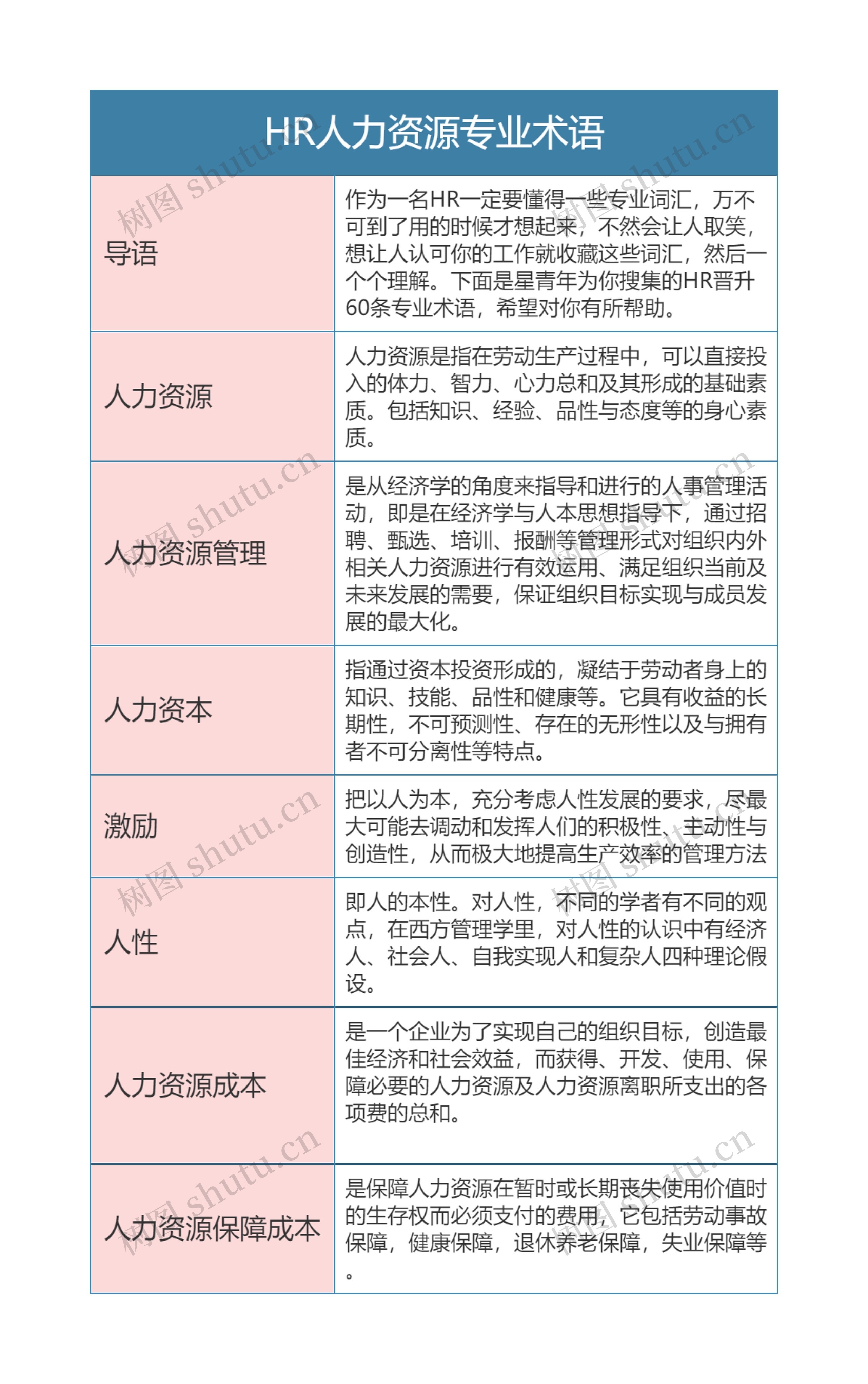 HR人力资源专业术语思维导图