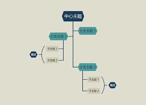 优雅暗绿色树形图主题模板