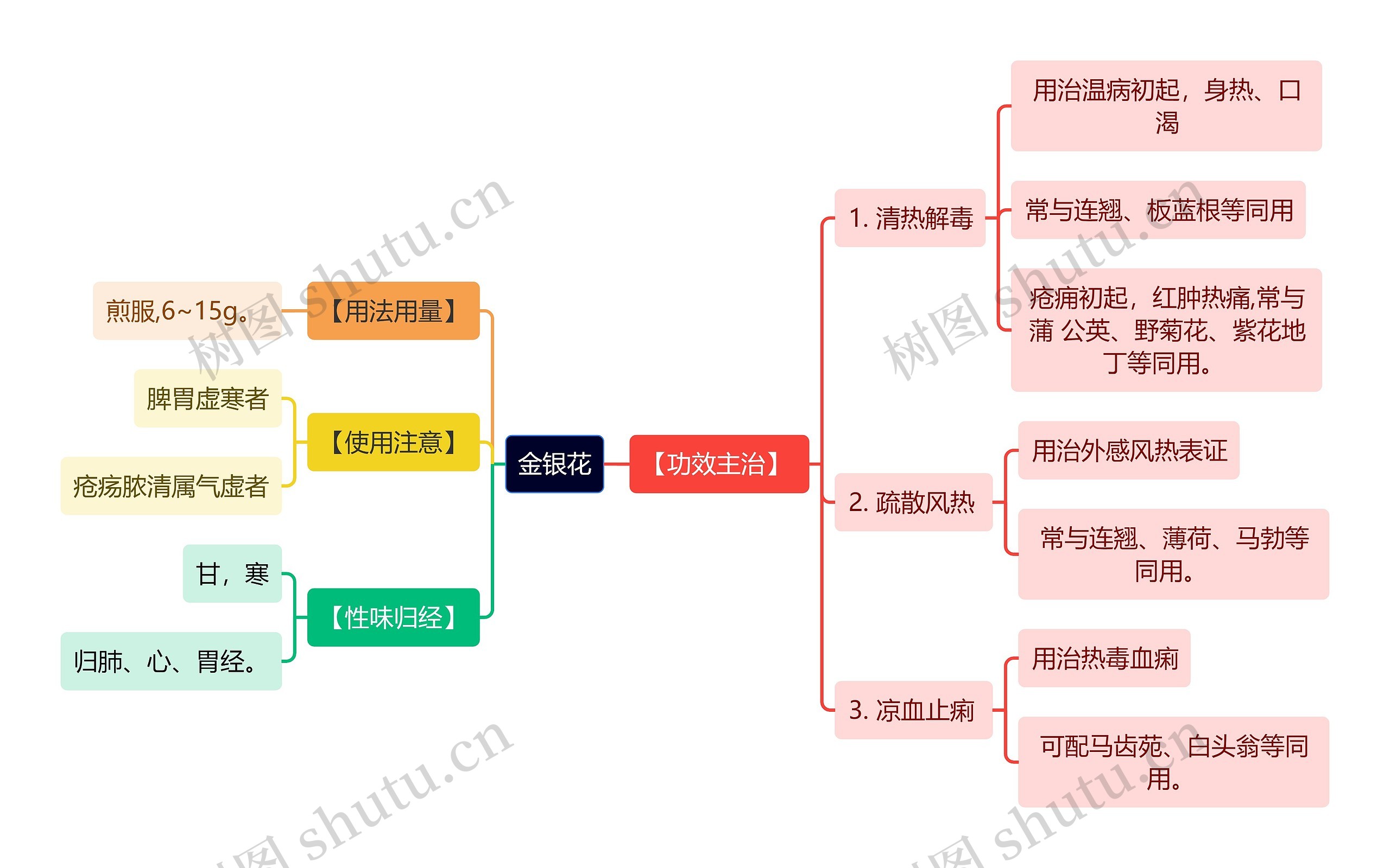 中医知识金银花思维导图