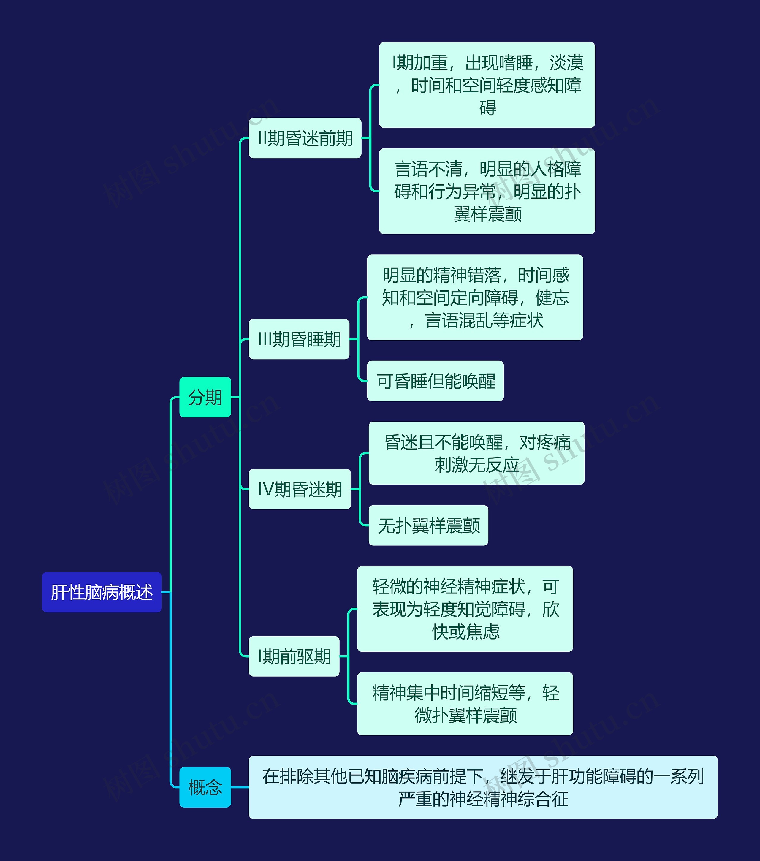 医学知识肝性脑病概述思维导图