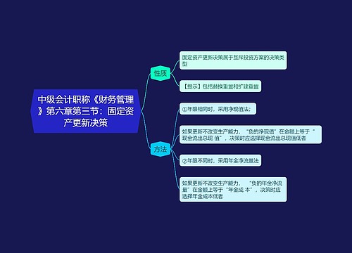 中级会计职称《财务管理》第六章第三节：固定资产更新决策