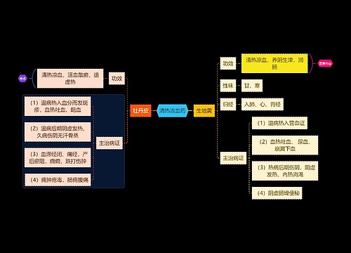 医学知识清热凉血药思维导图