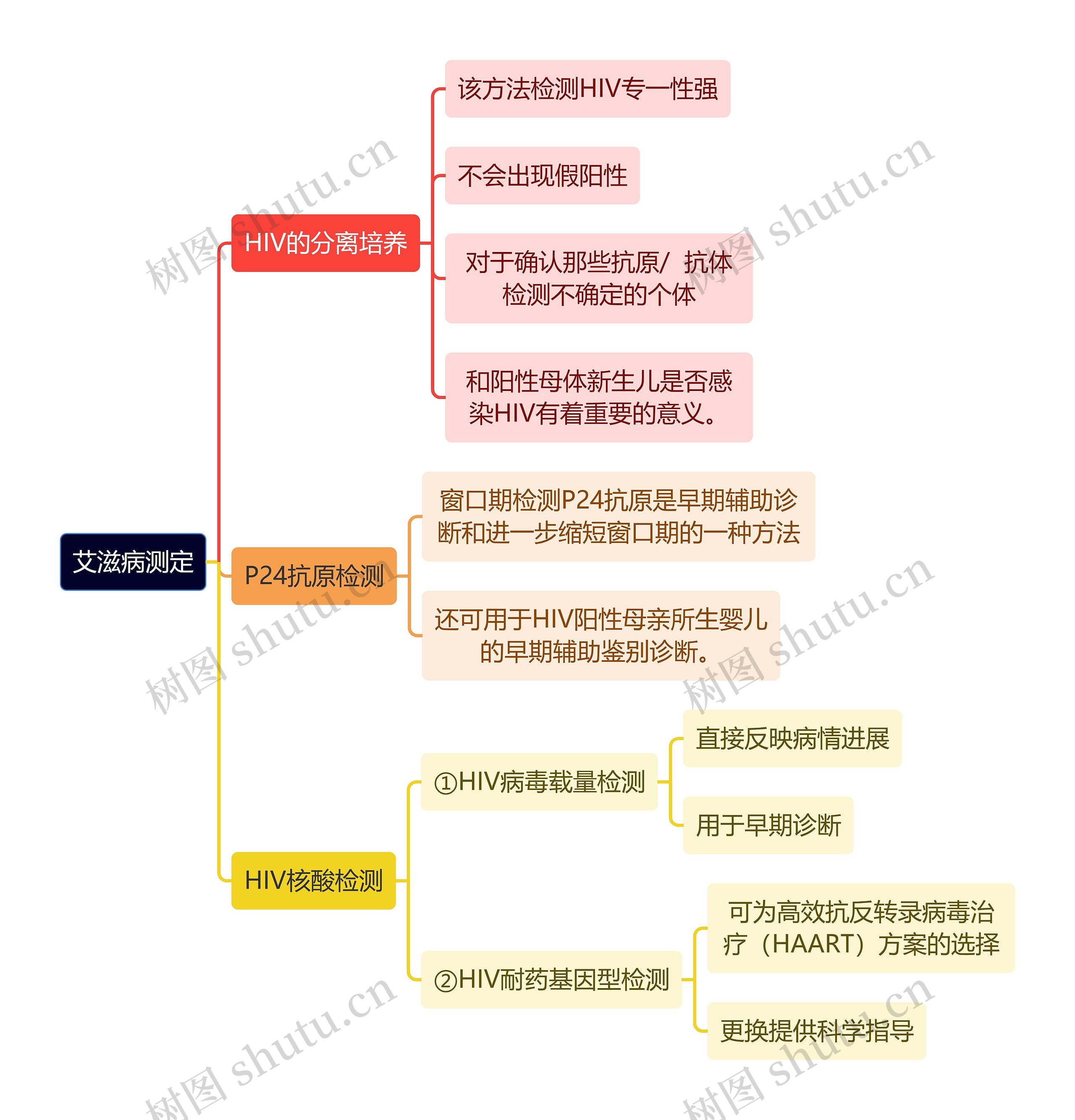 医学知识艾滋病测定思维导图