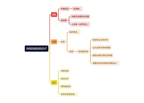 医学知识淋病的病因和诊疗思维导图