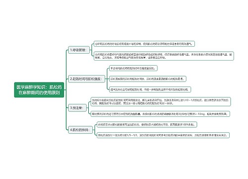 医学麻醉学知识：肌松药在麻醉期间的使用原则思维导图