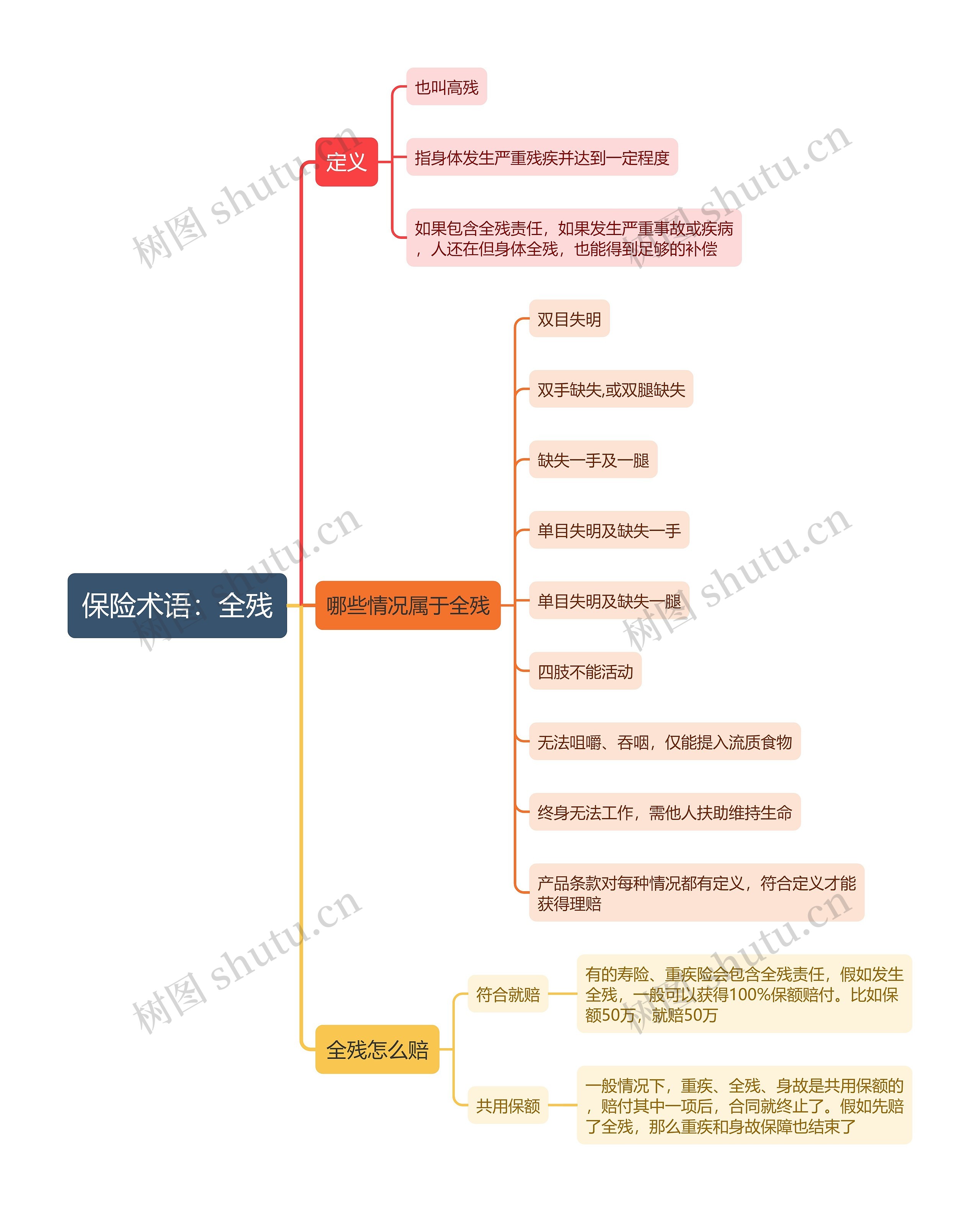 保险术语：全残思维导图