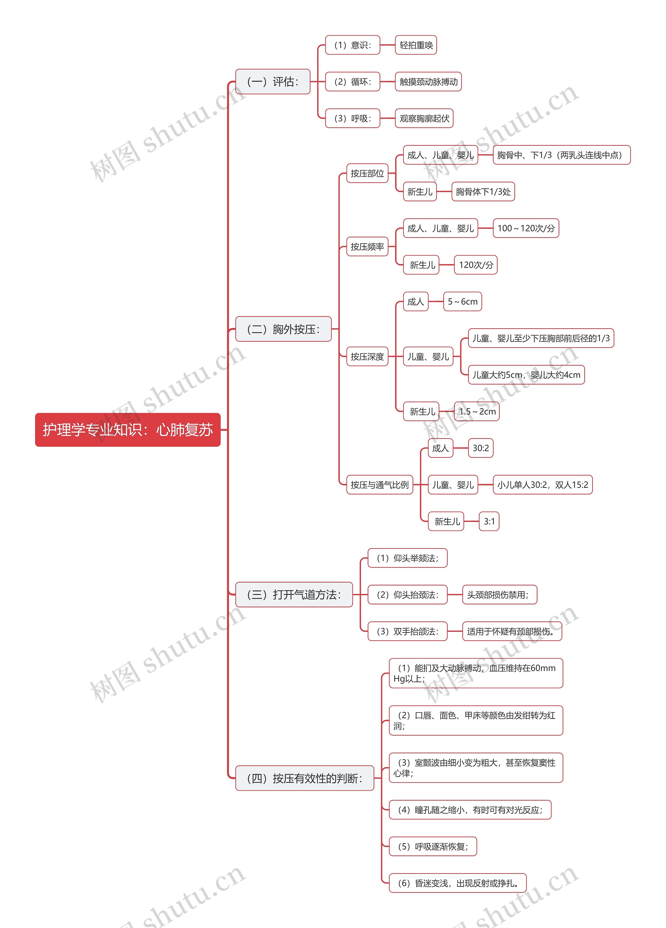 护理学专业知识：心肺复苏思维导图