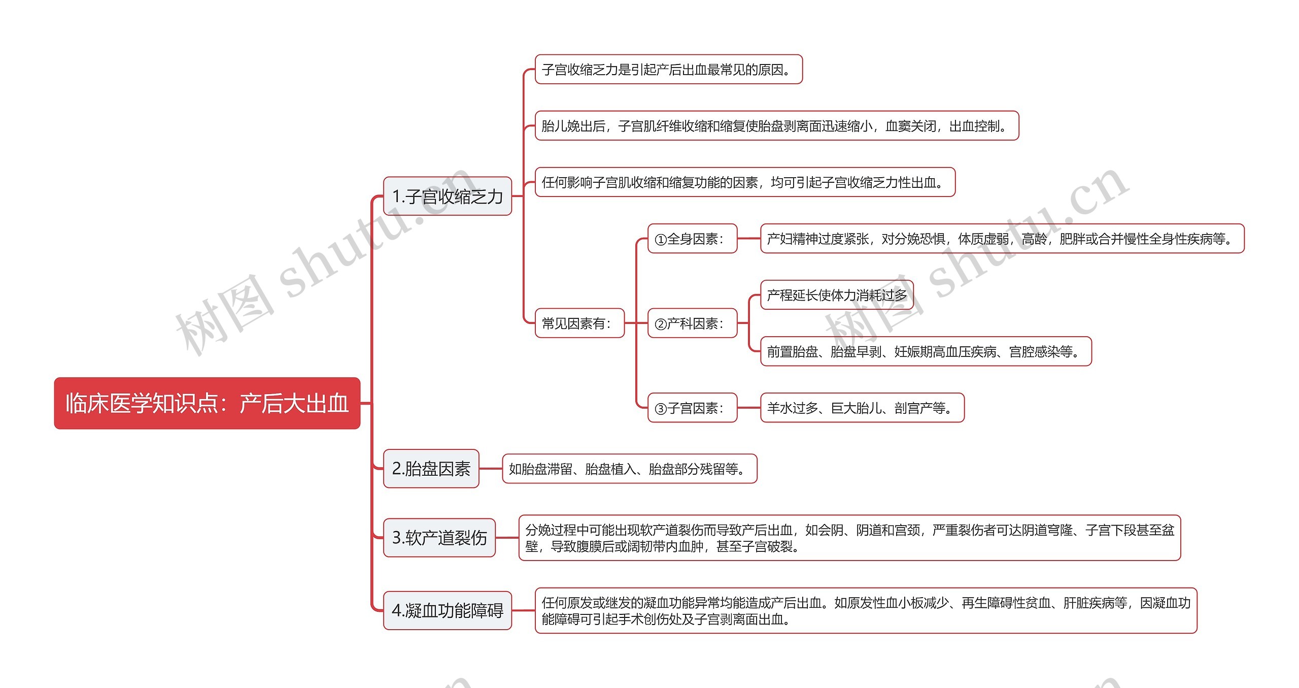 临床医学知识点：产后大出血思维导图