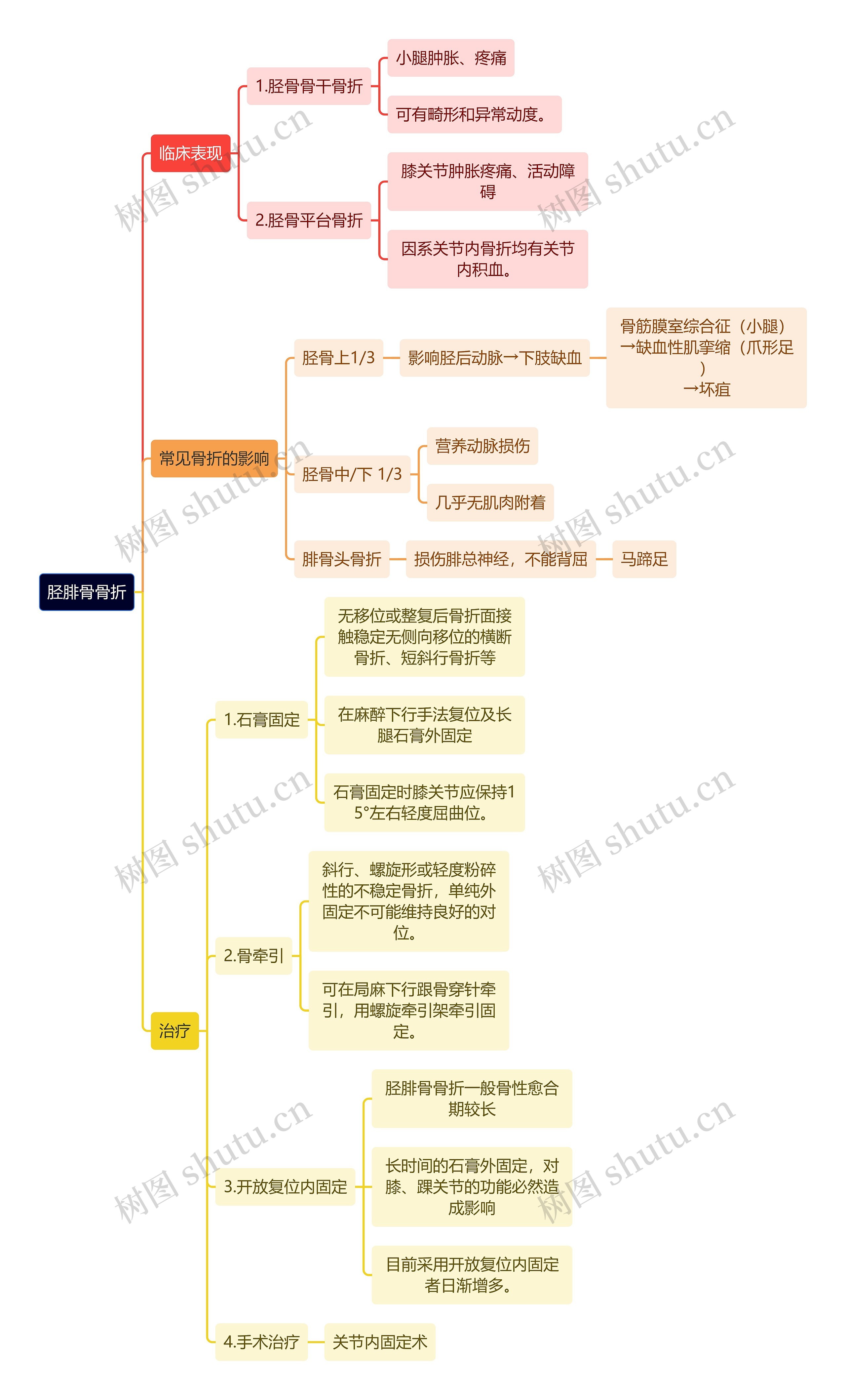 骨学知识胫腓骨骨折思维导图