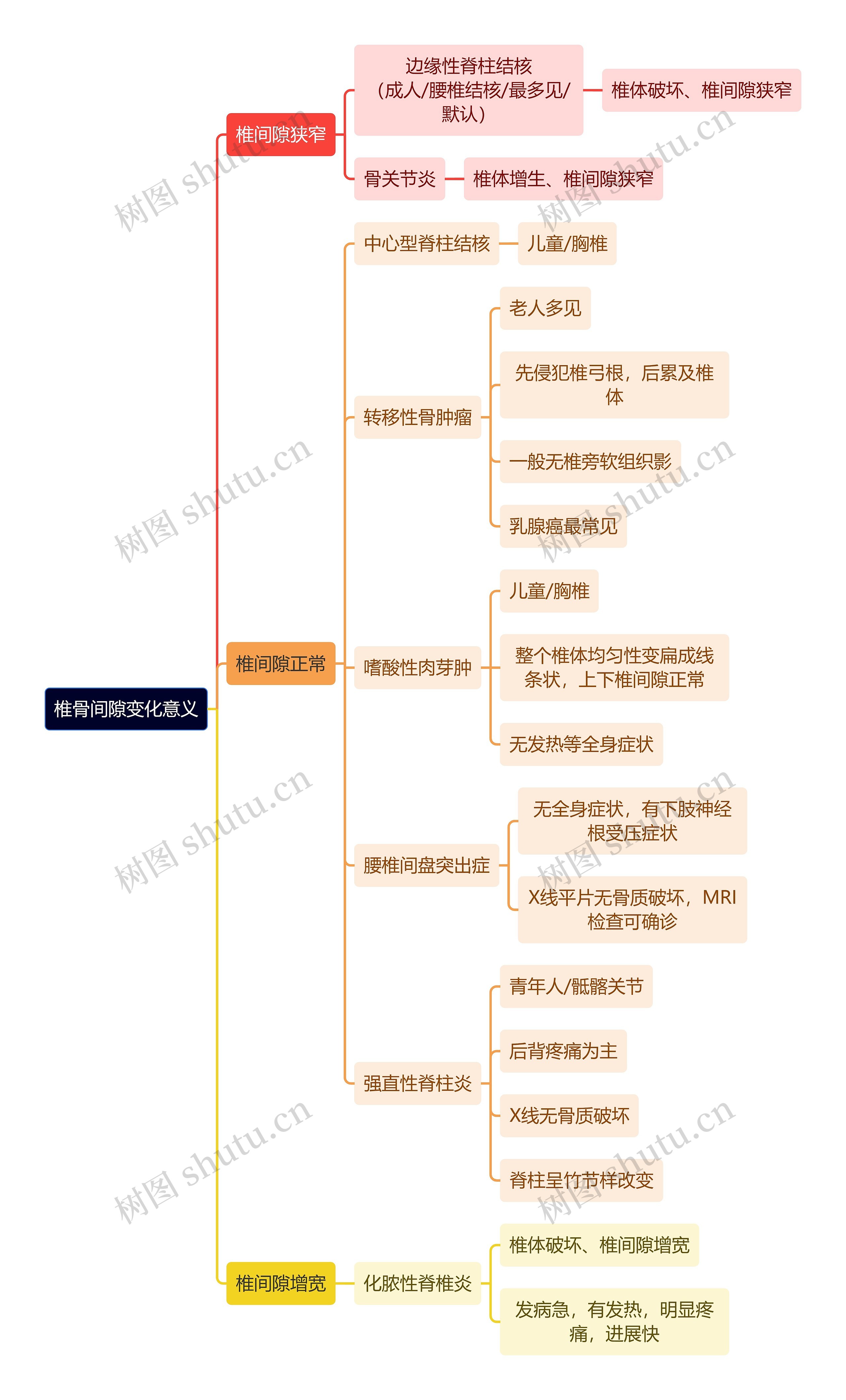 骨学知识椎骨间隙变化意义思维导图