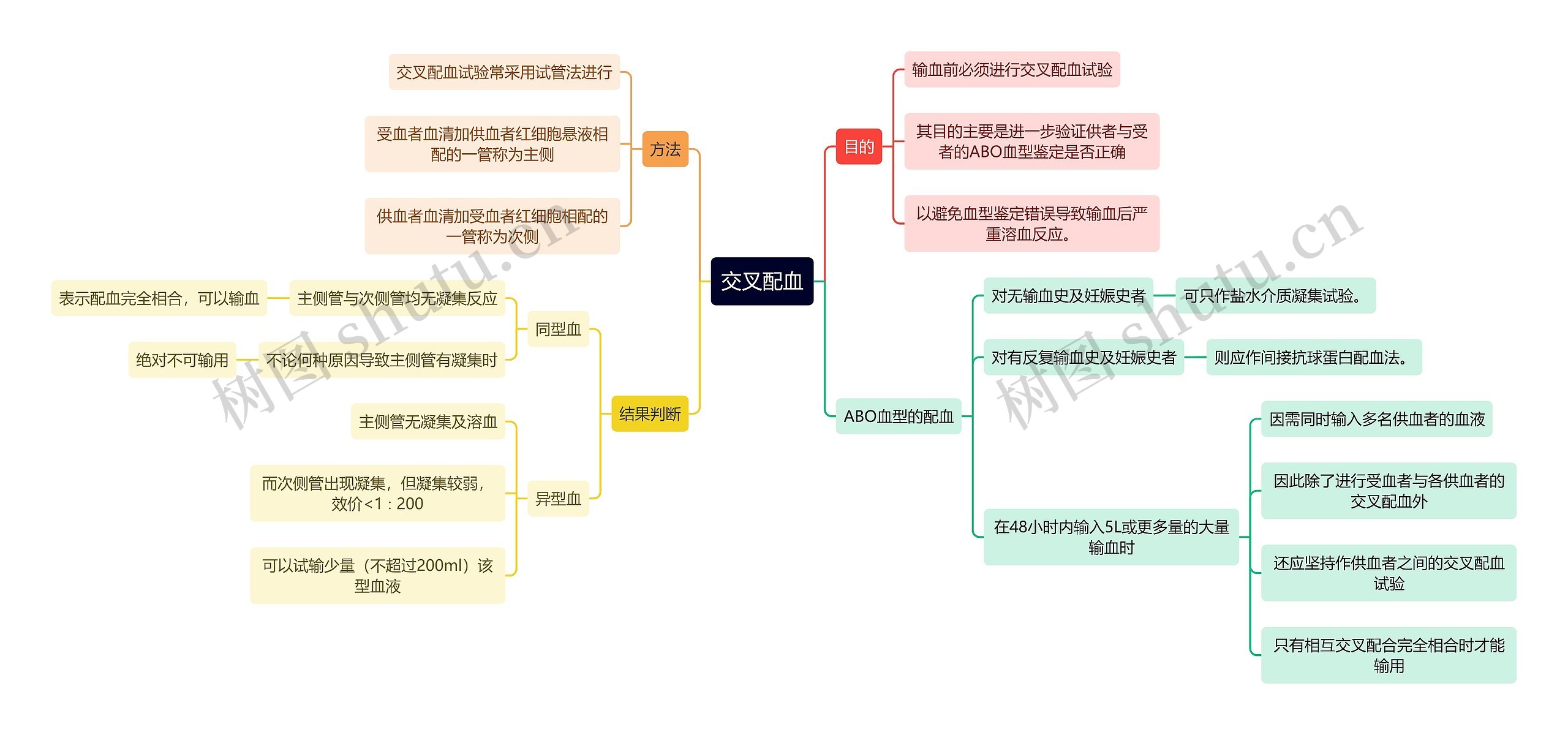 医学知识交叉配血思维导图