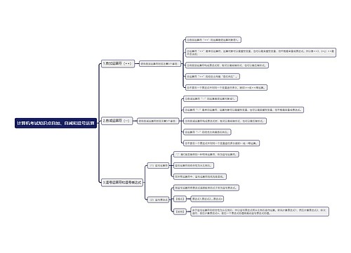 计算机考试知识点自加、自减和逗号运算思维导图