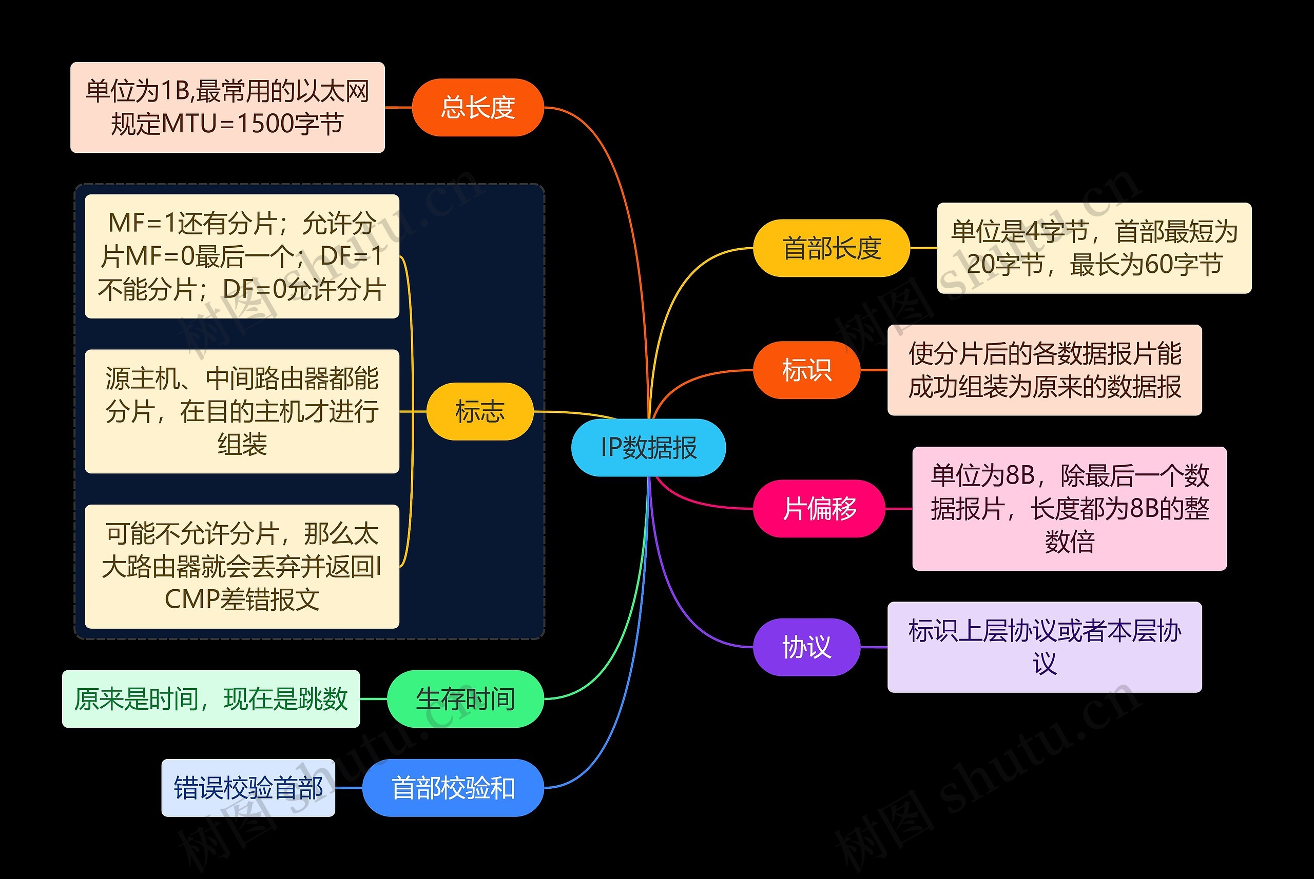 国二计算机考试IP数据报知识点思维导图