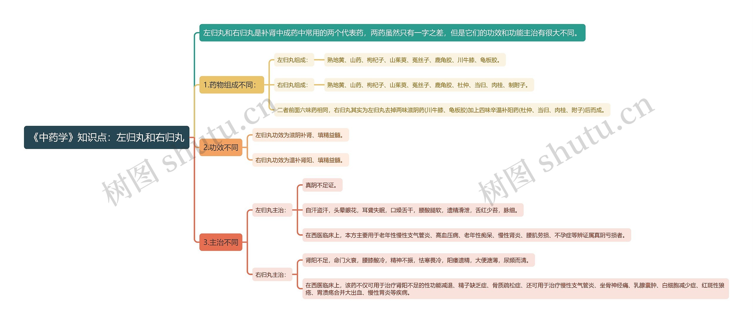 《中药学》知识点：左归丸和右归丸思维导图