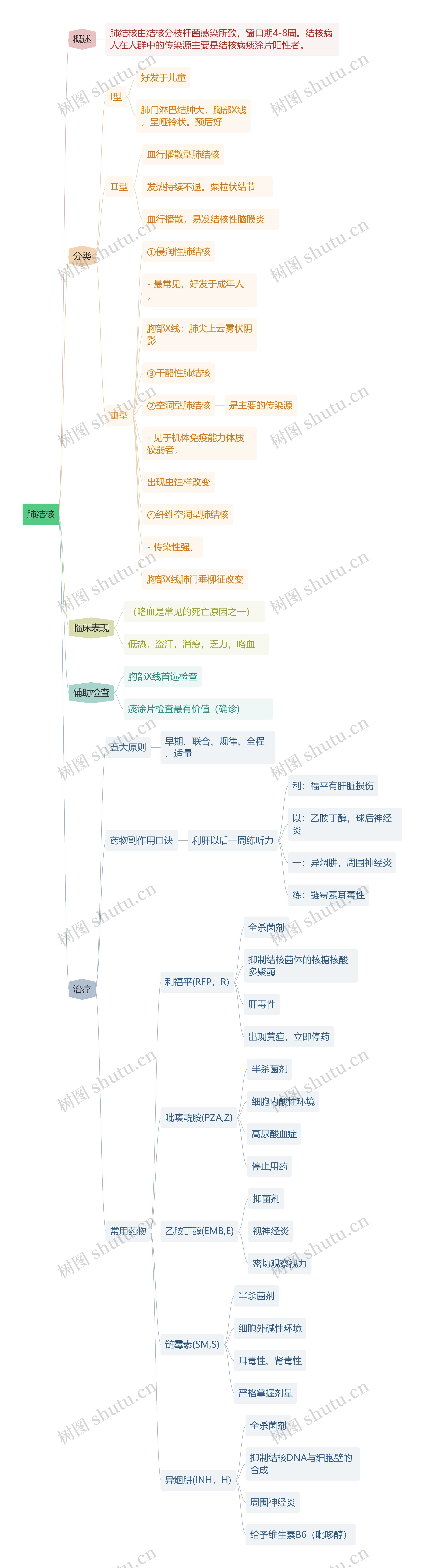 内科学知识-肺结核-思维导图