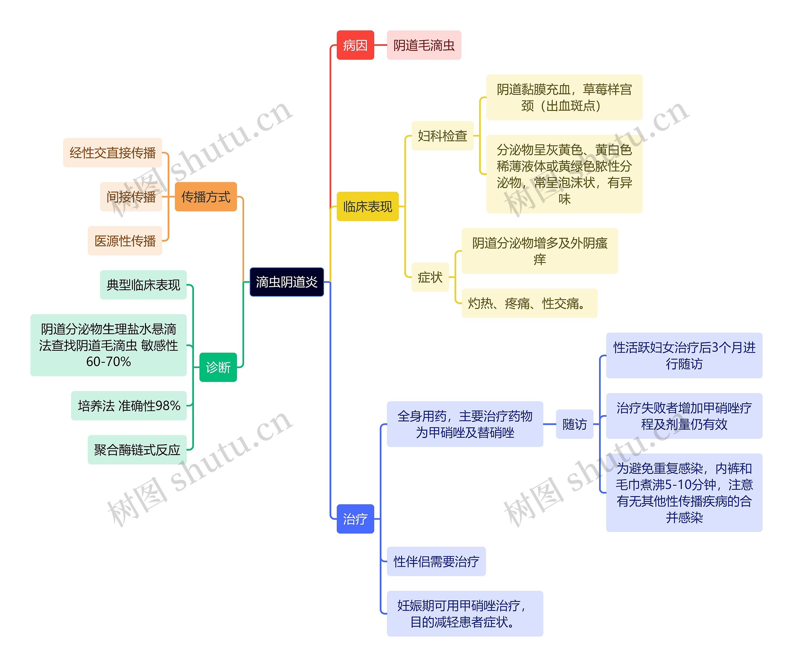 医学知识滴虫阴道炎思维导图