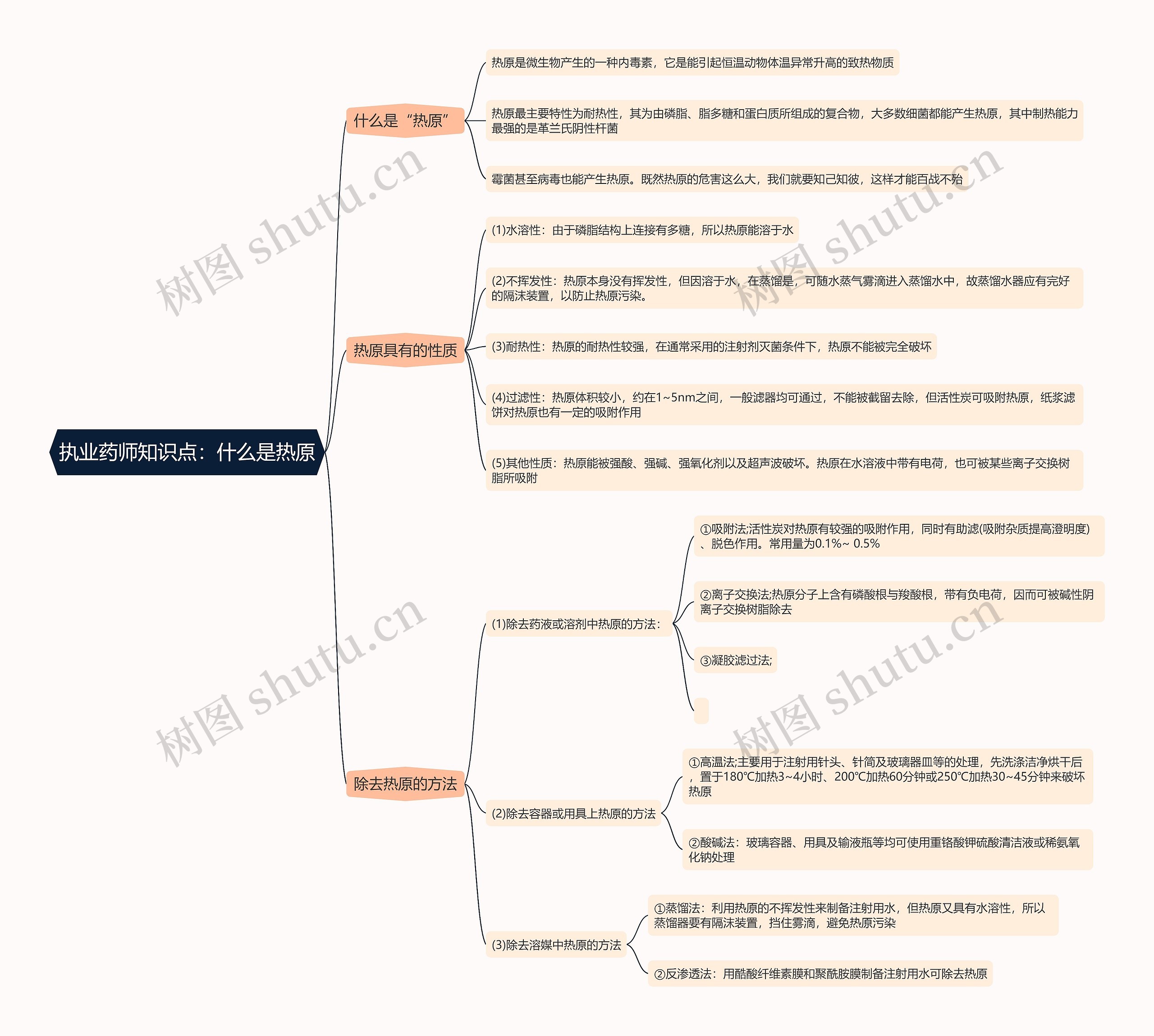 执业药师知识点：什么是热原思维导图