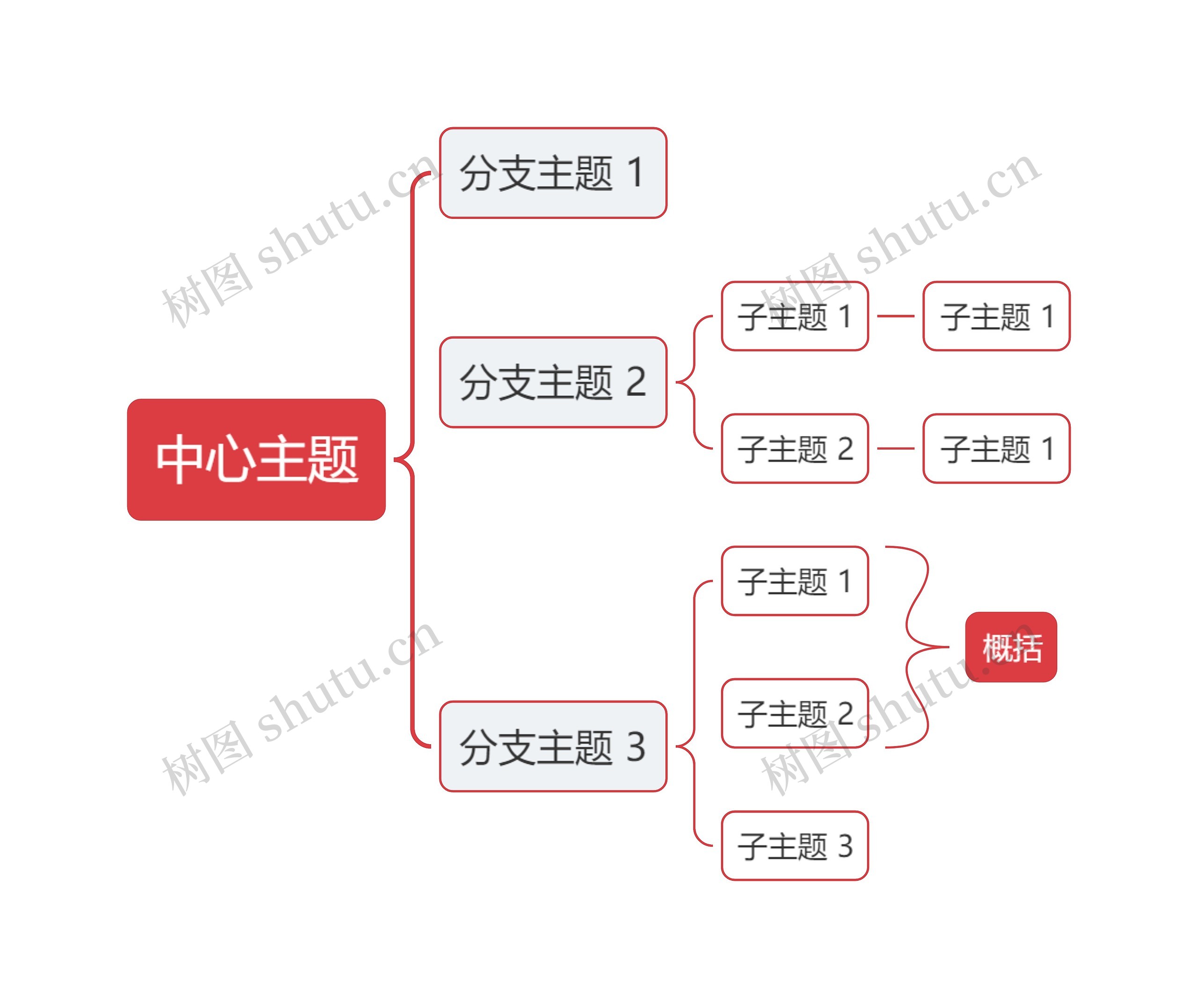 简约红色括号图主题模板