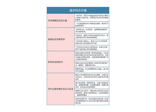 九年级政治上册第二单元追求民主价值思维导图