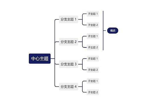 经典深蓝色向右逻辑图主题模板