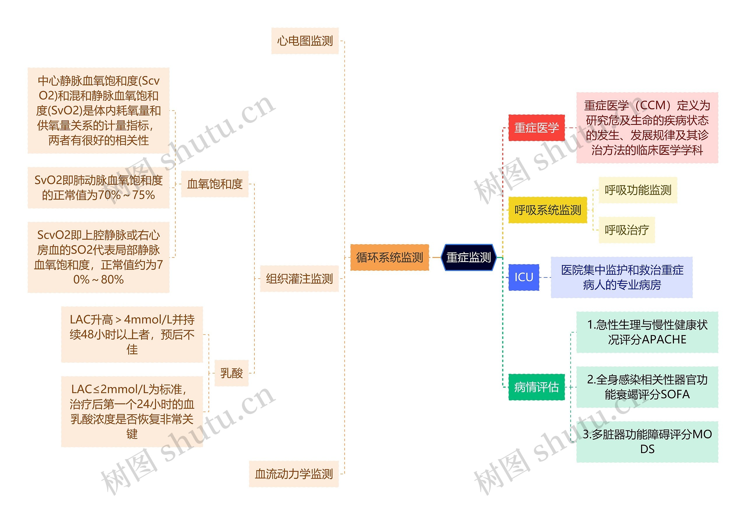 医学知识重症监测思维导图