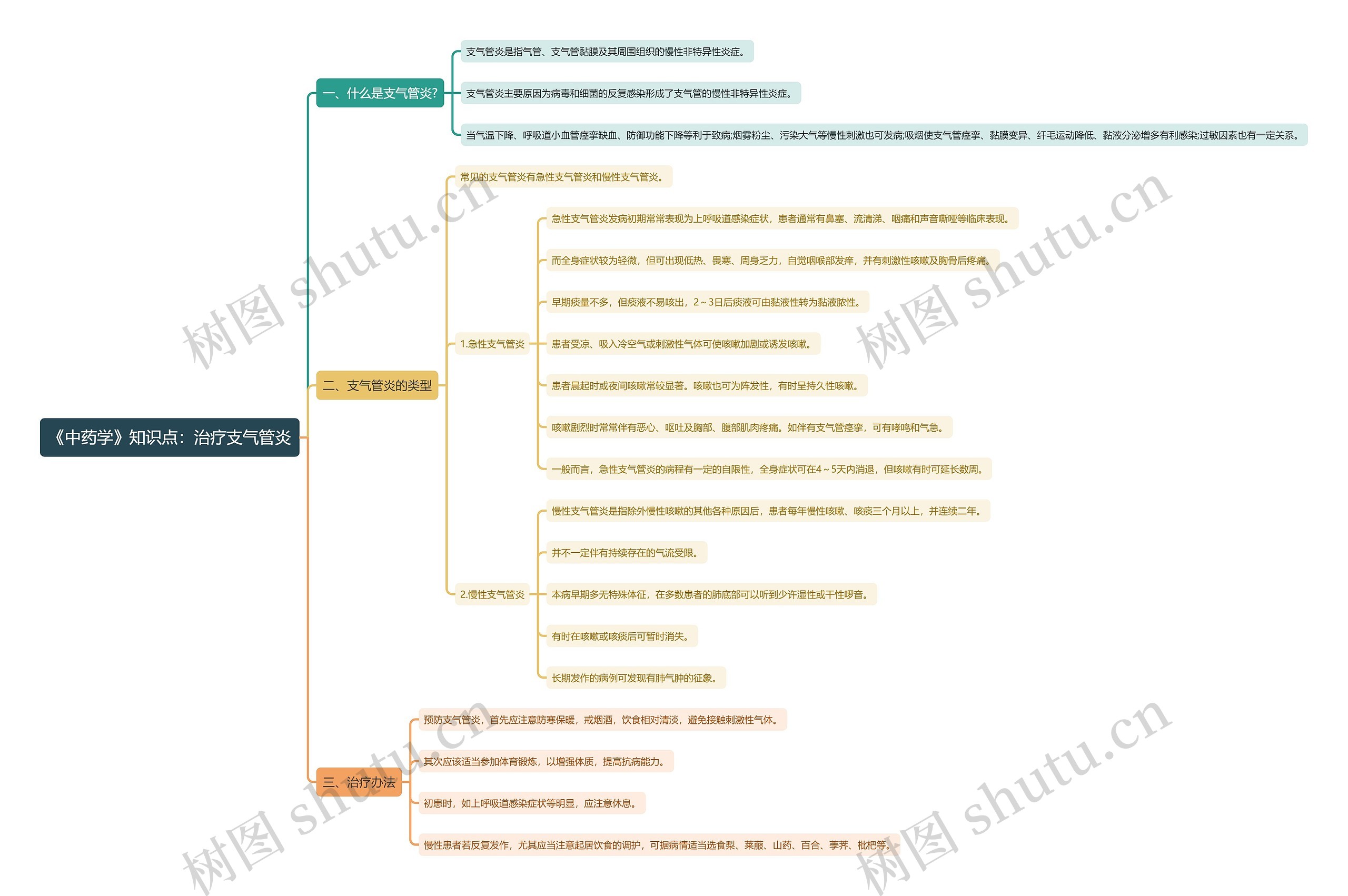 《中药学》知识点：治疗支气管炎思维导图
