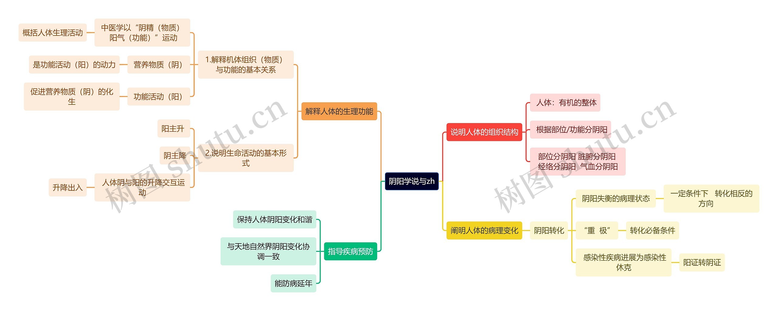 中医知识阴阳学说与中医关系思维导图