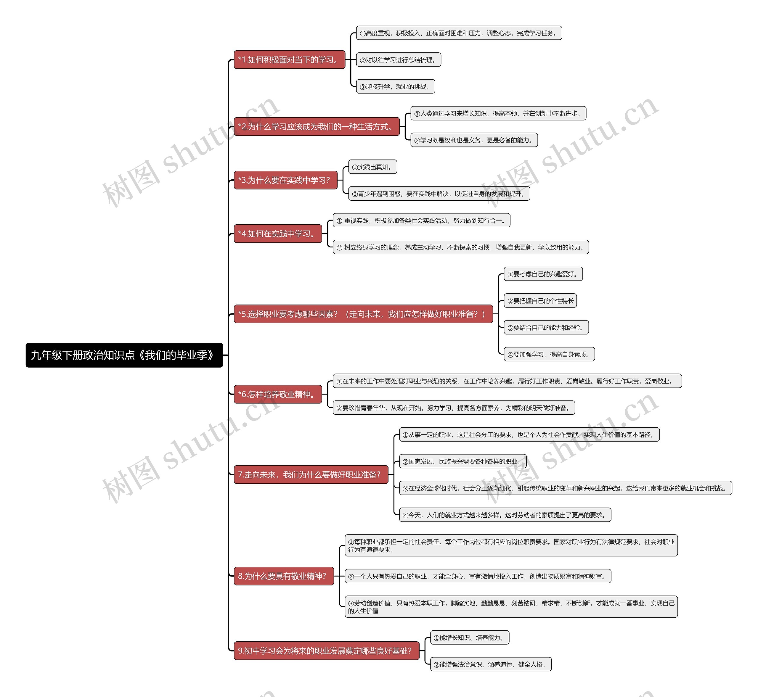 九年级下册政治知识点《我们的毕业季》思维导图
