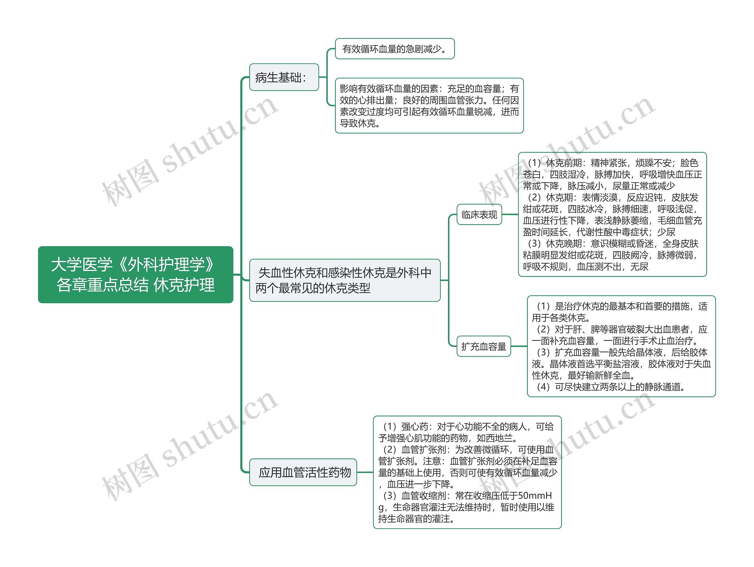 大学医学《外科护理学》各章重点总结 休克护理