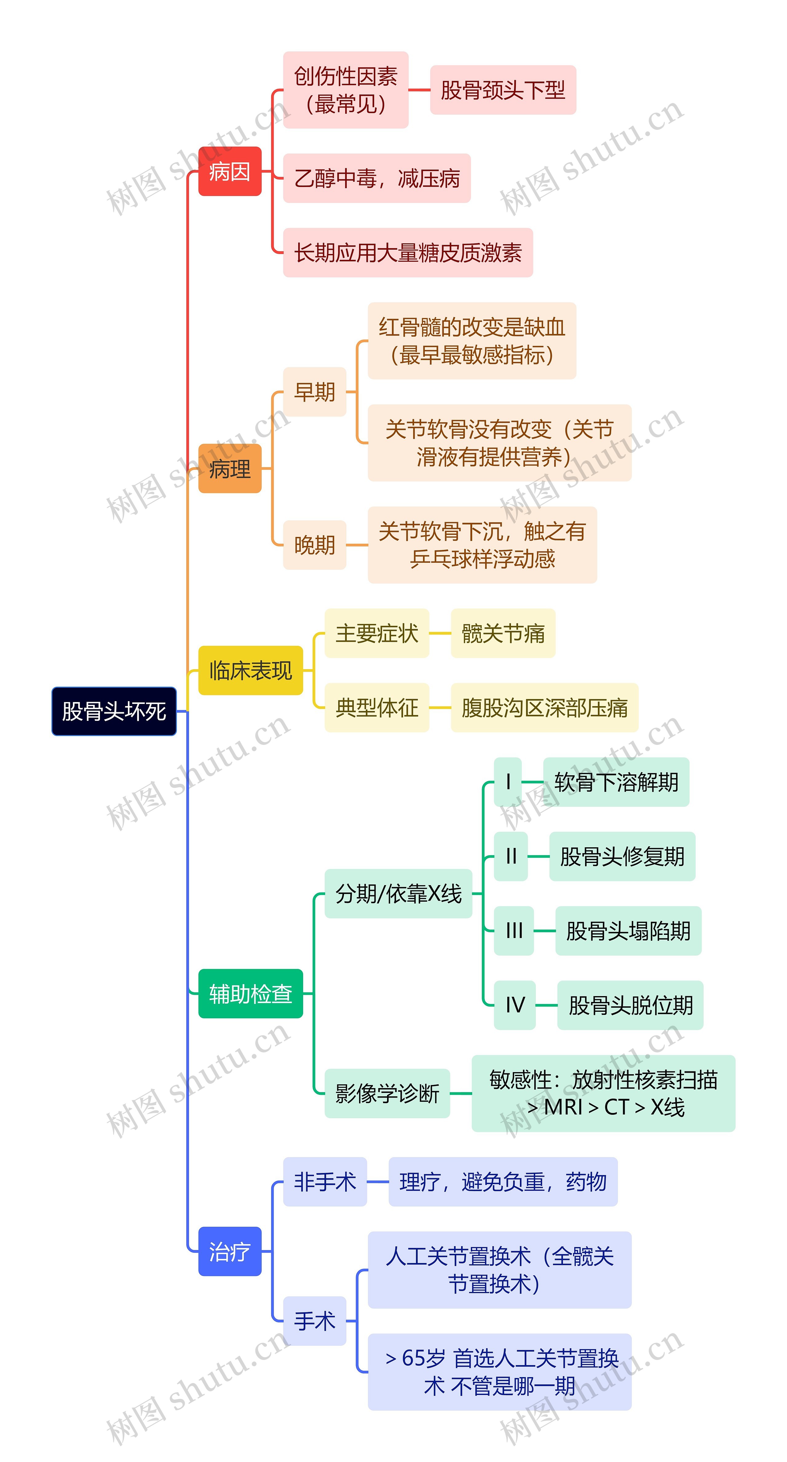 骨学知识股骨头坏死思维导图