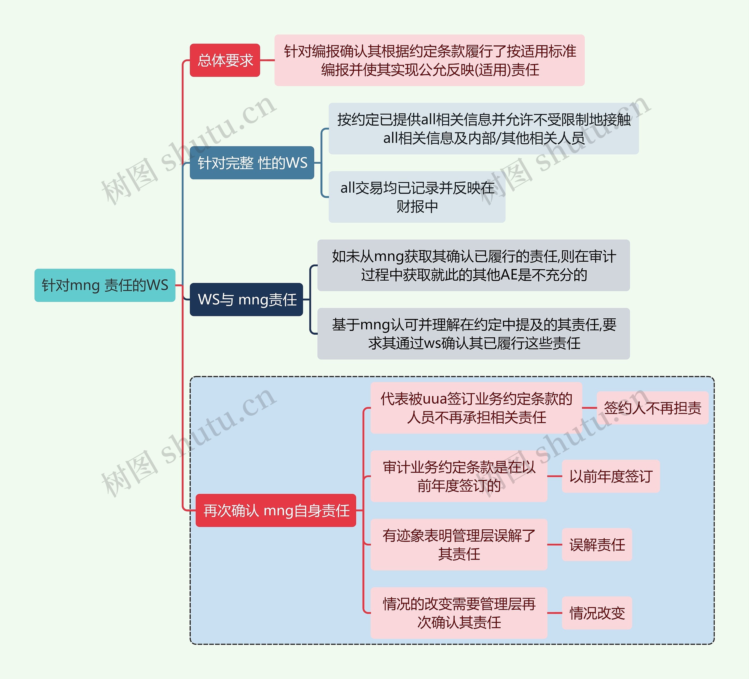 财务审计针对mng 责任的WS思维导图