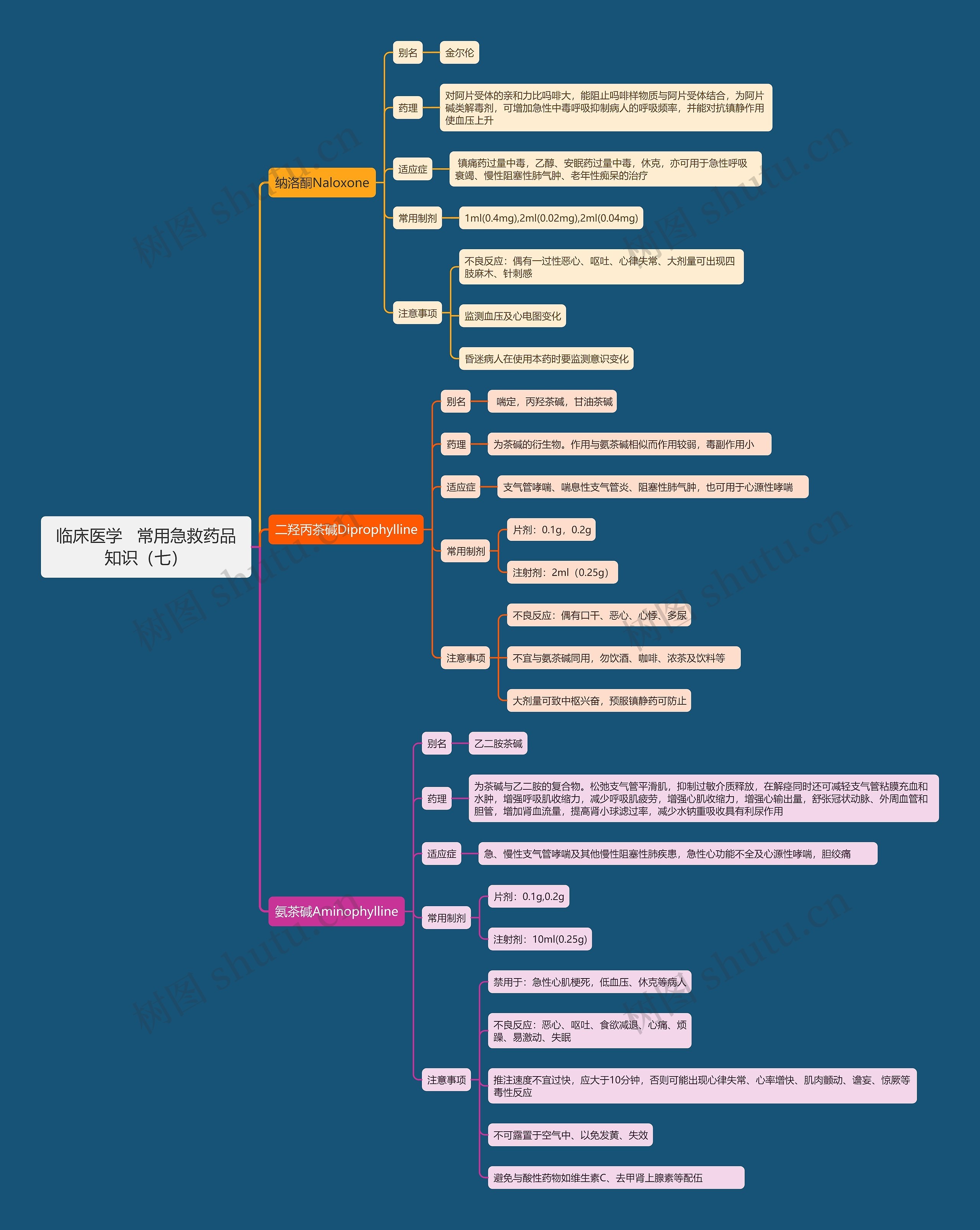 临床医学   常用急救药品知识（七）思维导图