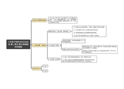 七年级下册历史知识点总
结 第二单元 第20课清朝闭关锁国