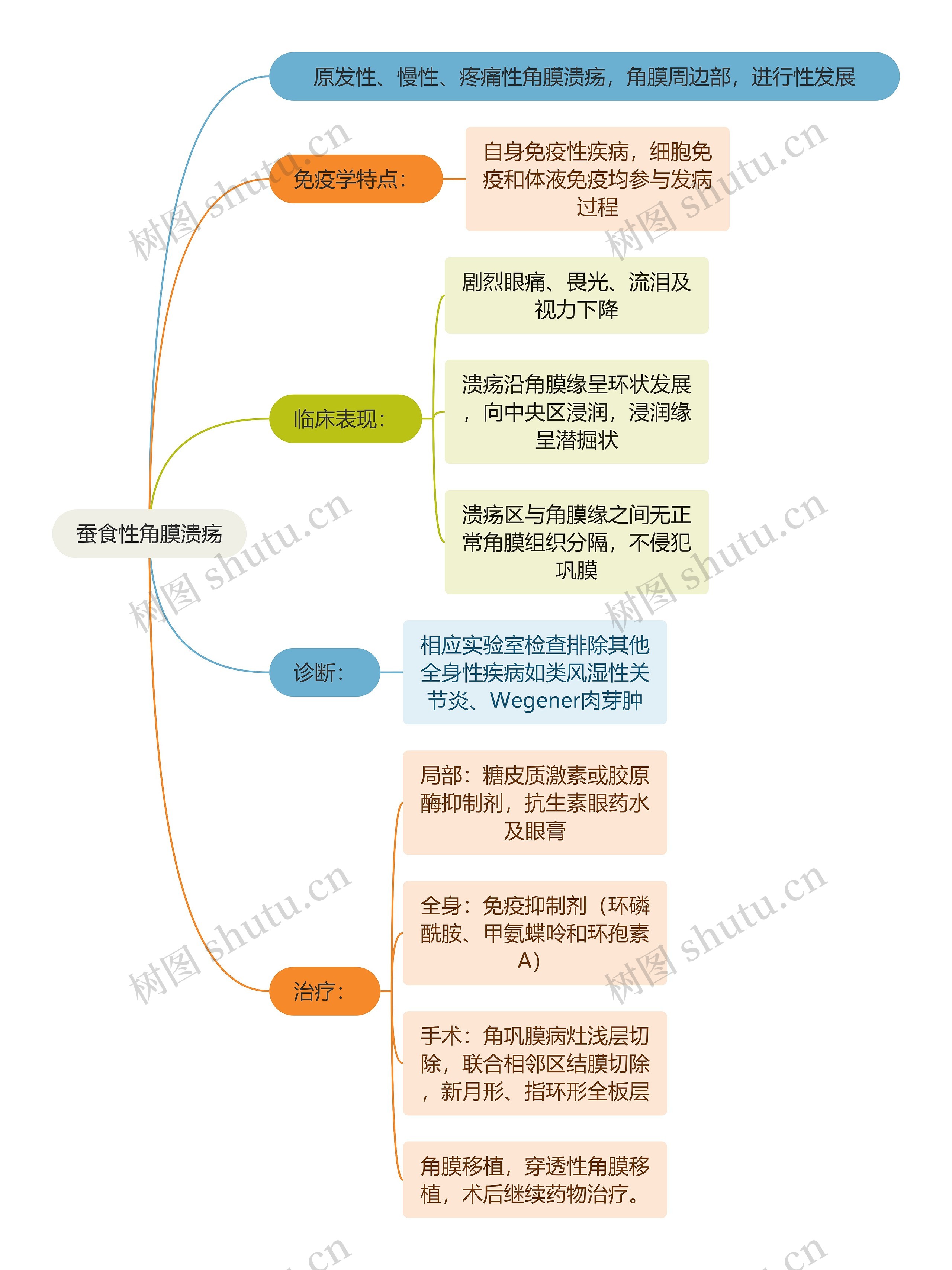 医学知识蚕食性角膜溃疡思维导图