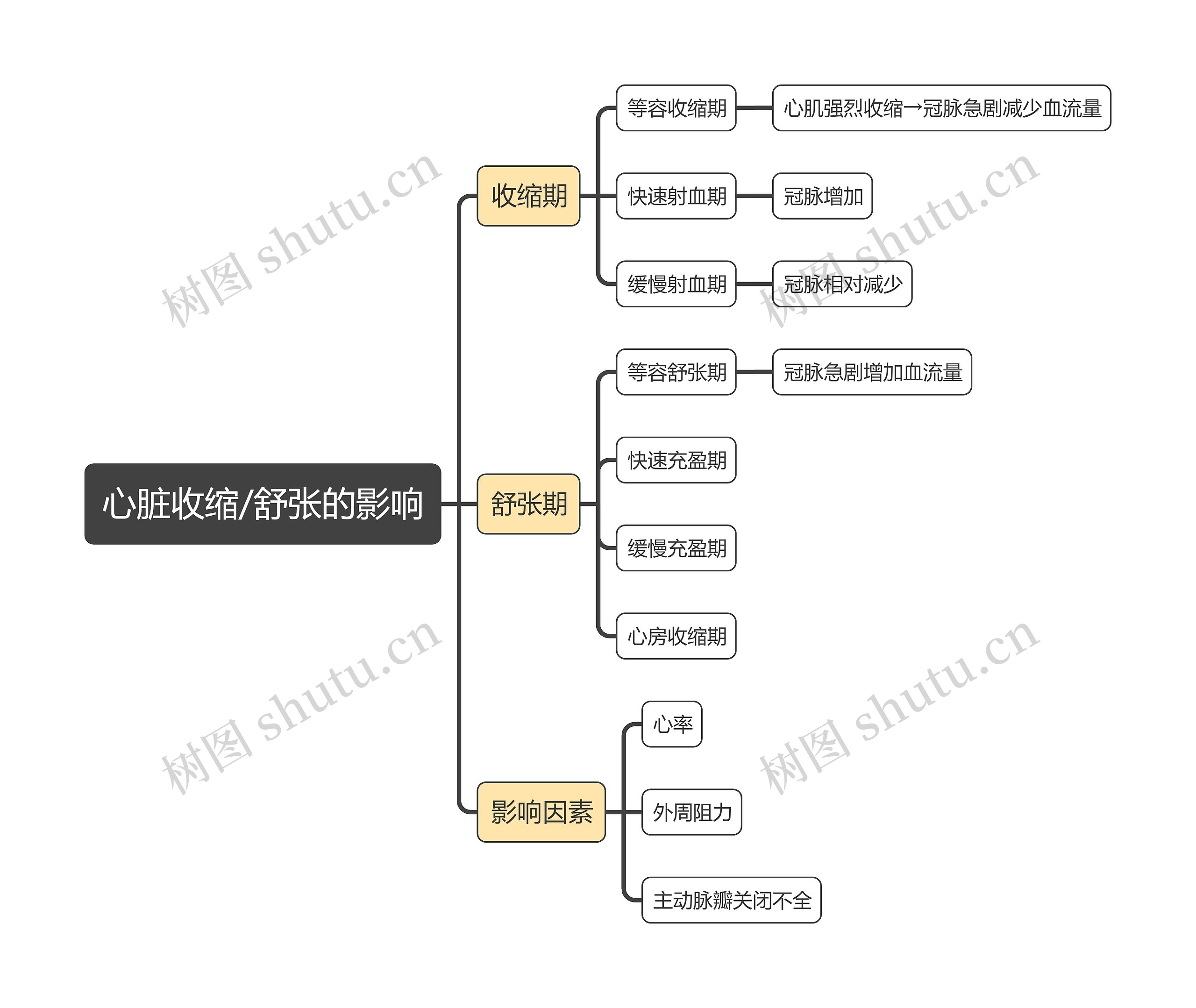 医学知识心脏收缩/舒张的影响思维导图