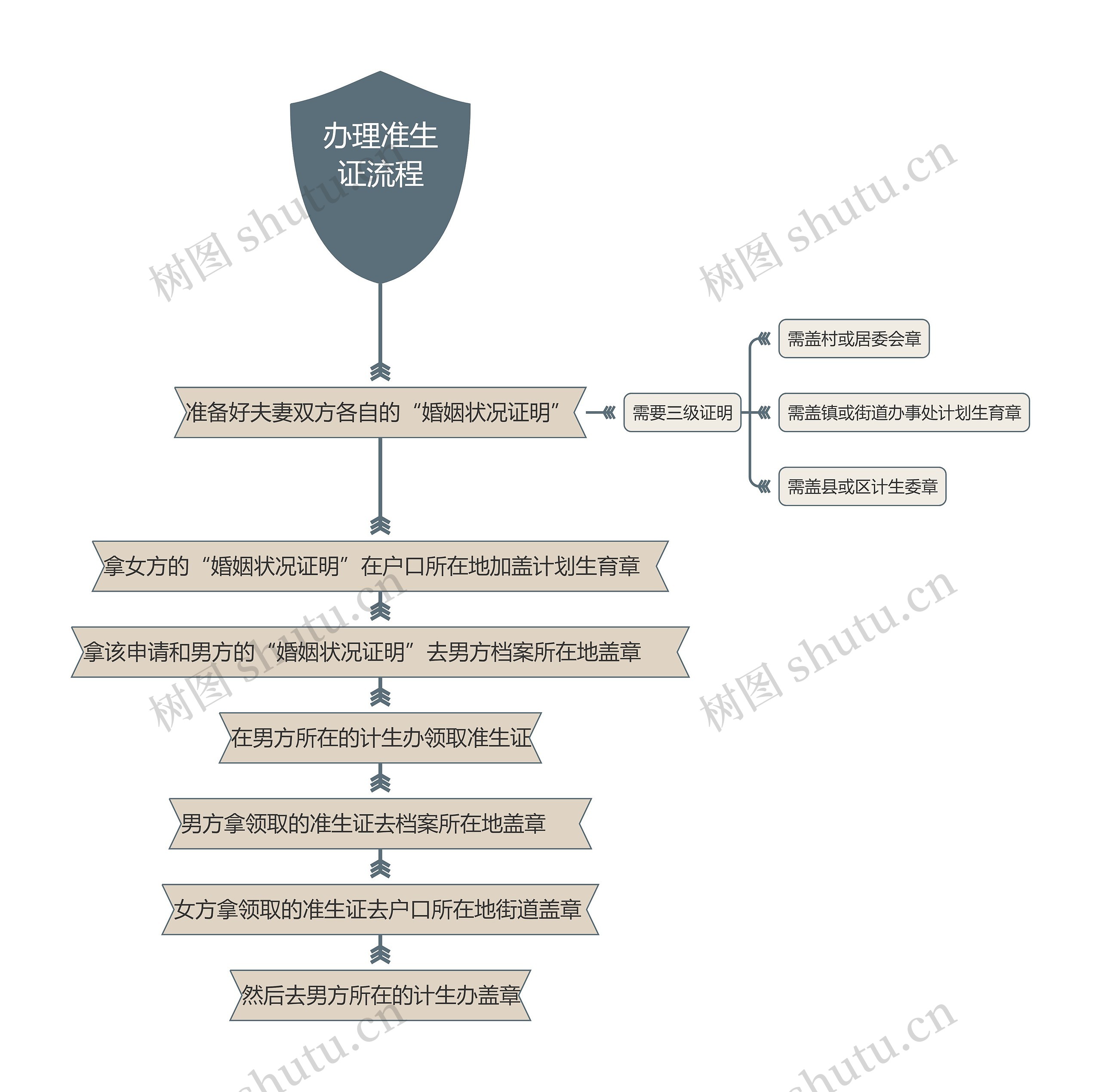 办理准生证流程思维导图