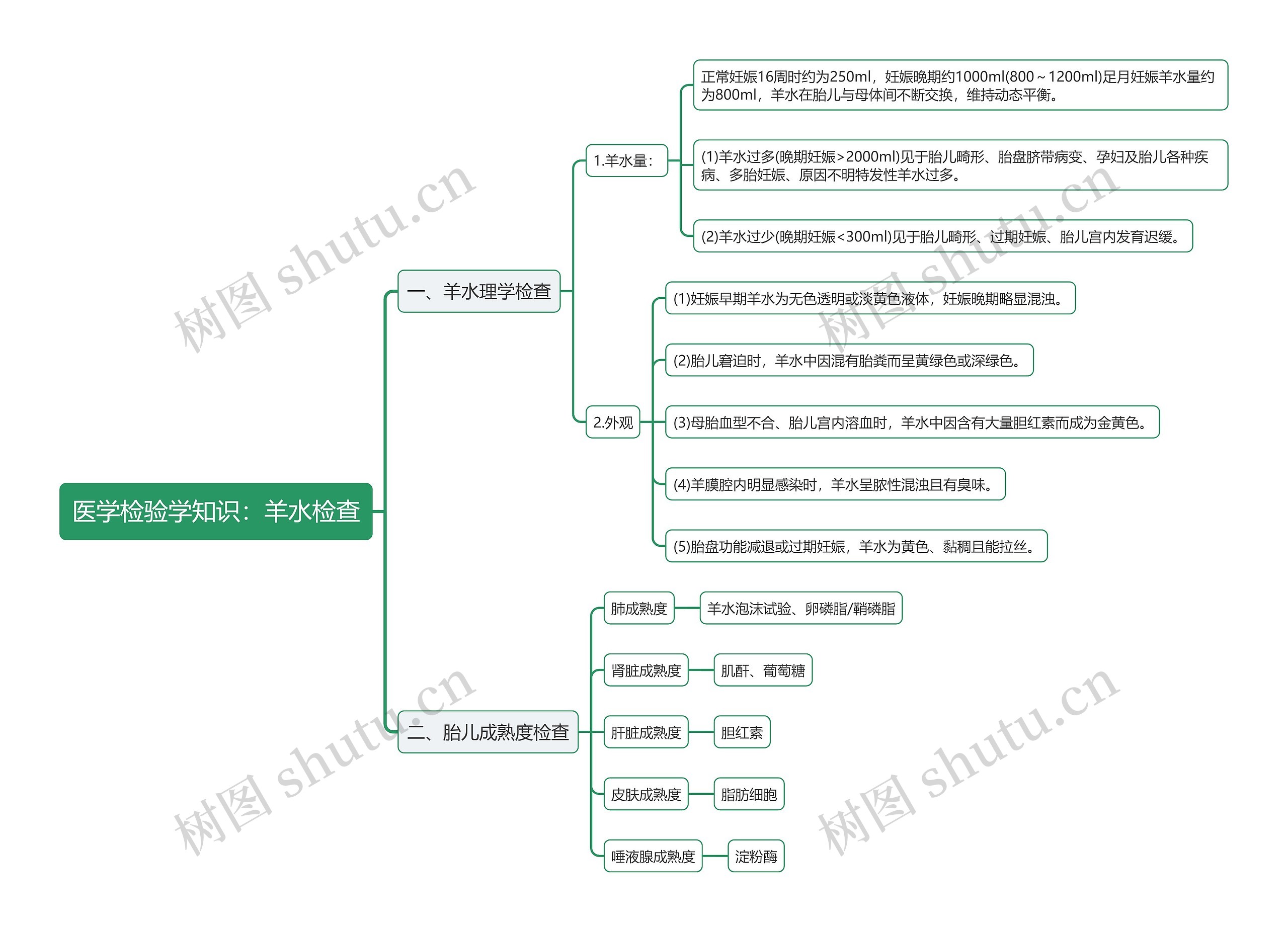 医学检验学知识：羊水检查思维导图