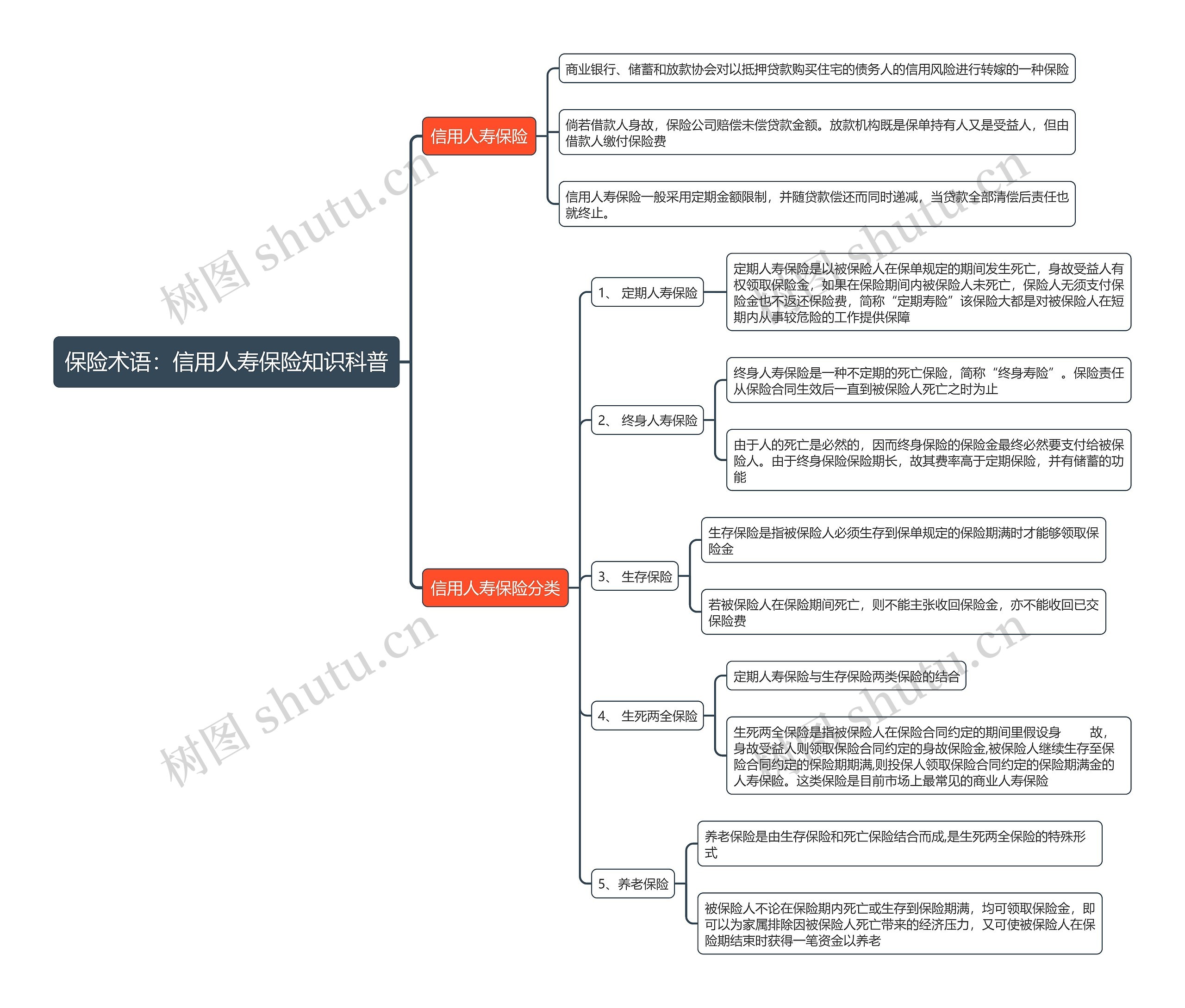保险术语：信用人寿保险知识科普思维导图
